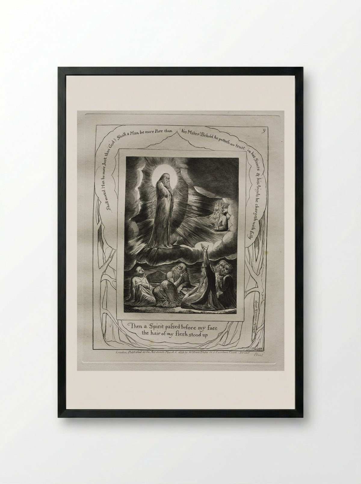 Then a Spirit Passed Before My Face - William Blake - Framed Print Black