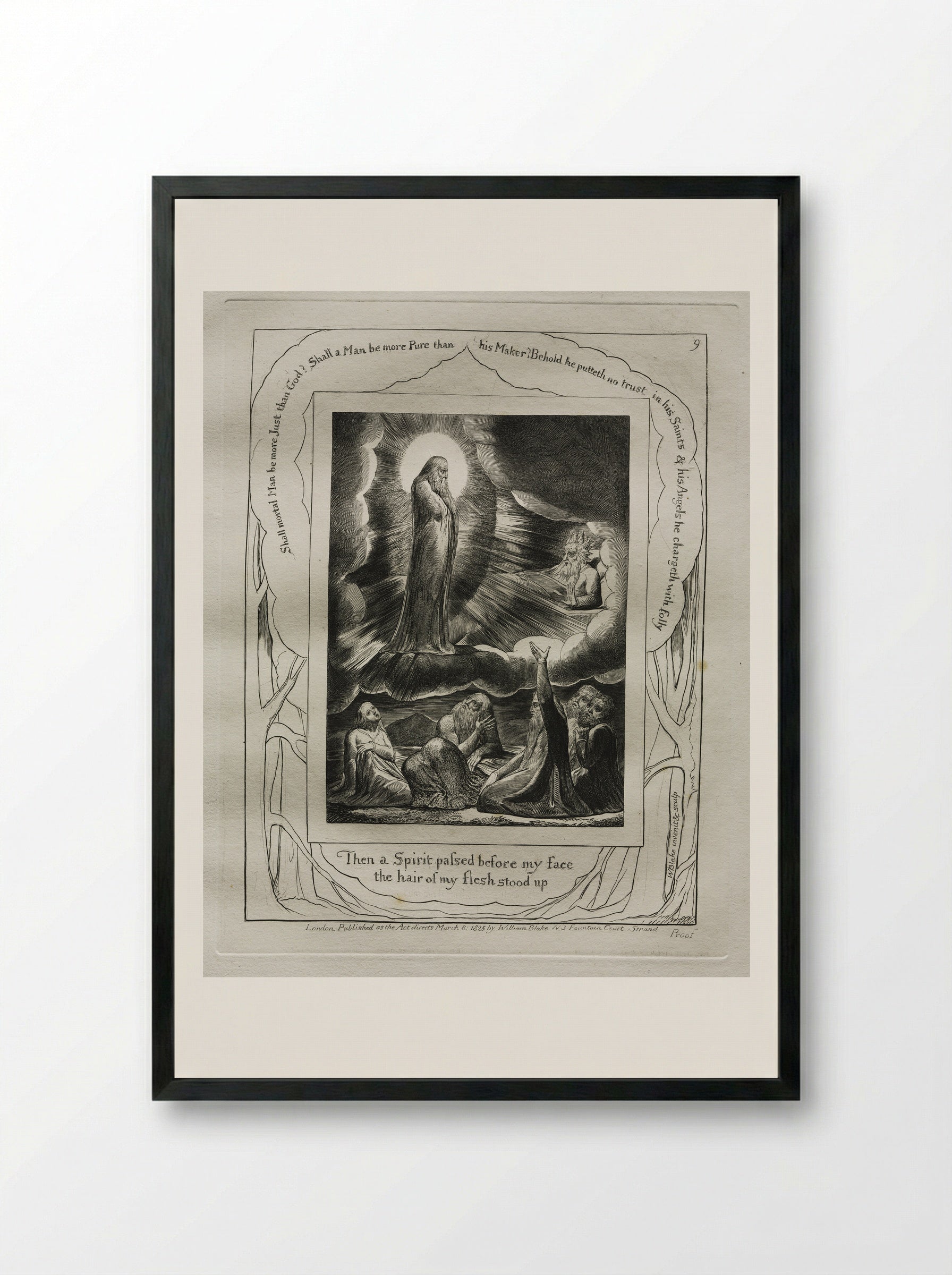 Then a Spirit Passed Before My Face - William Blake - Framed Print Black