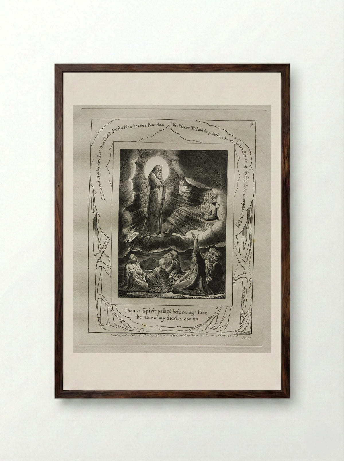 Then a Spirit Passed Before My Face - William Blake - Framed Print Dark Wood