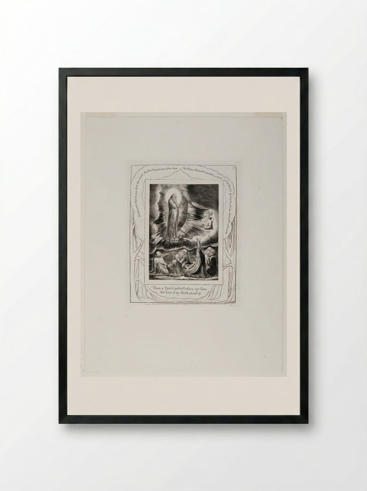 Then a spirit passed before my face - William Blake - Framed Print Black