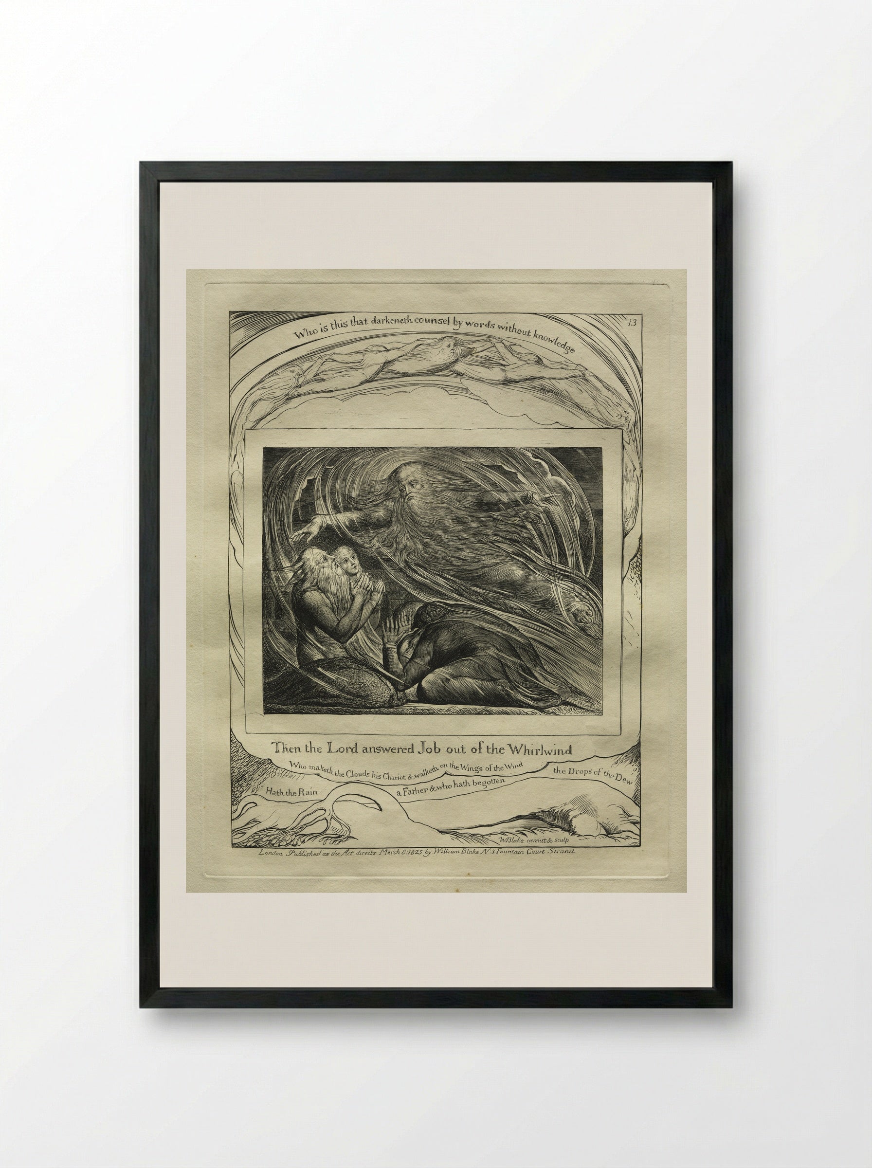 Then the Lord Answered Job out of the Whirlwind - William Blake - Framed Print Black