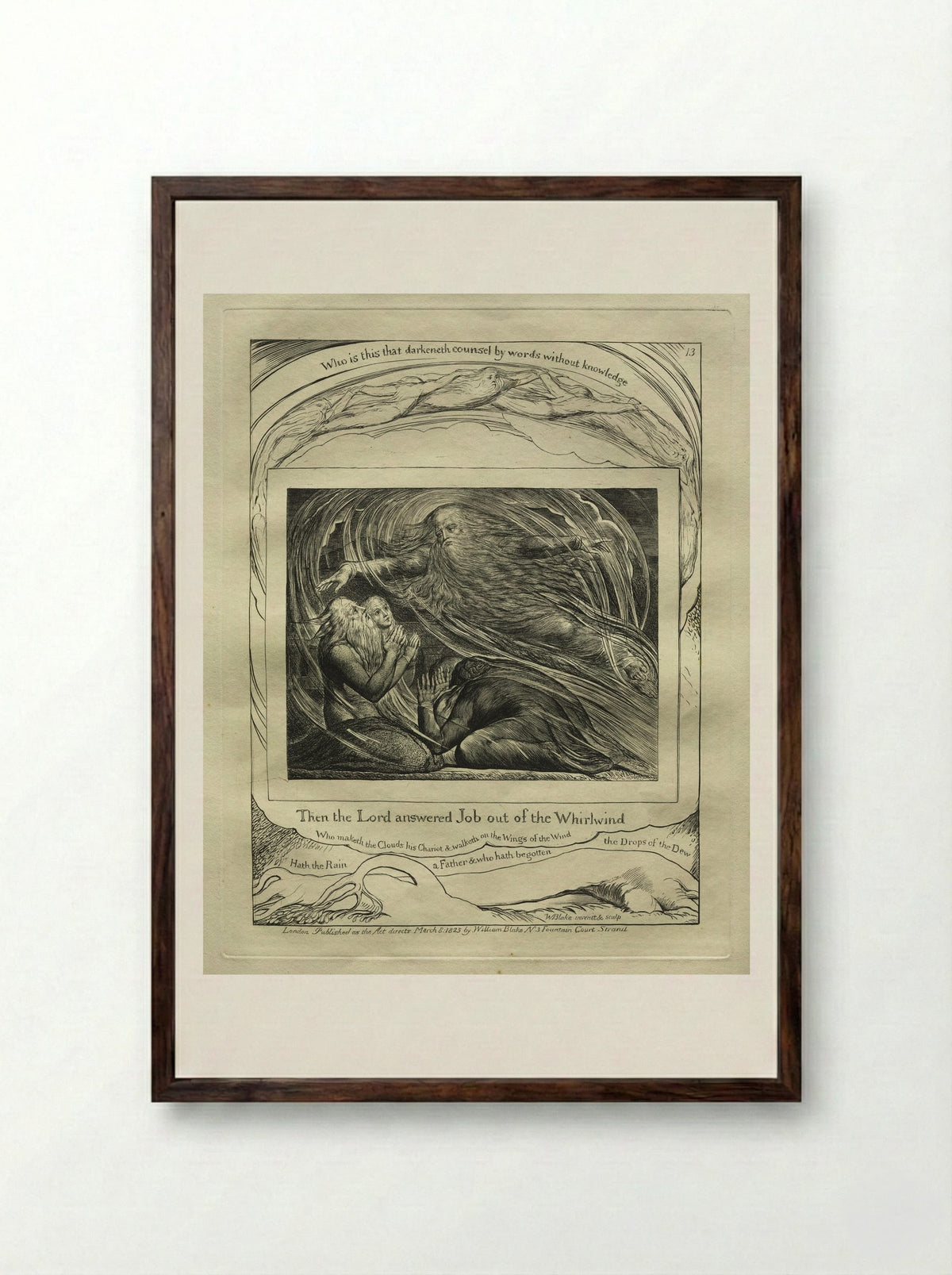 Then the Lord Answered Job out of the Whirlwind - William Blake - Framed Print Dark Wood