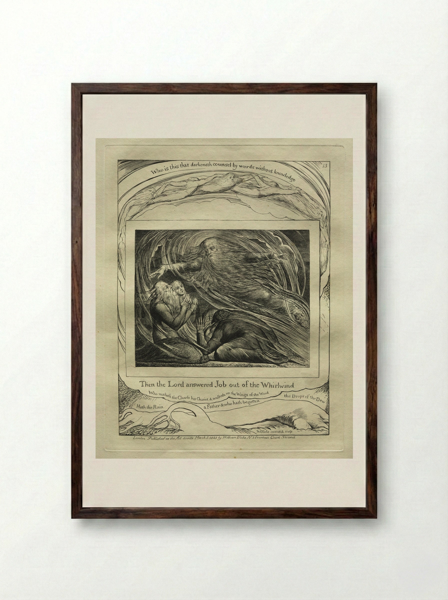Then the Lord Answered Job out of the Whirlwind - William Blake - Framed Print Dark Wood