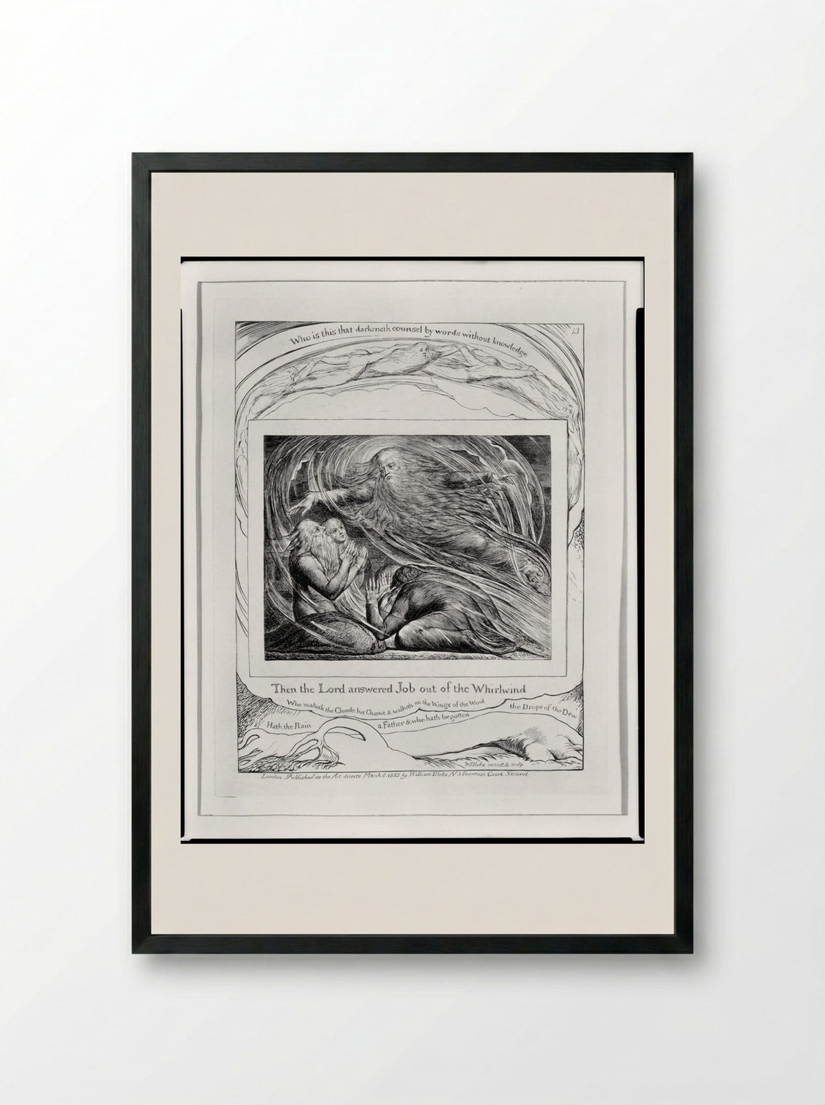 Then the Lord answered Job out of the whirlwind - William Blake - Framed Print Black