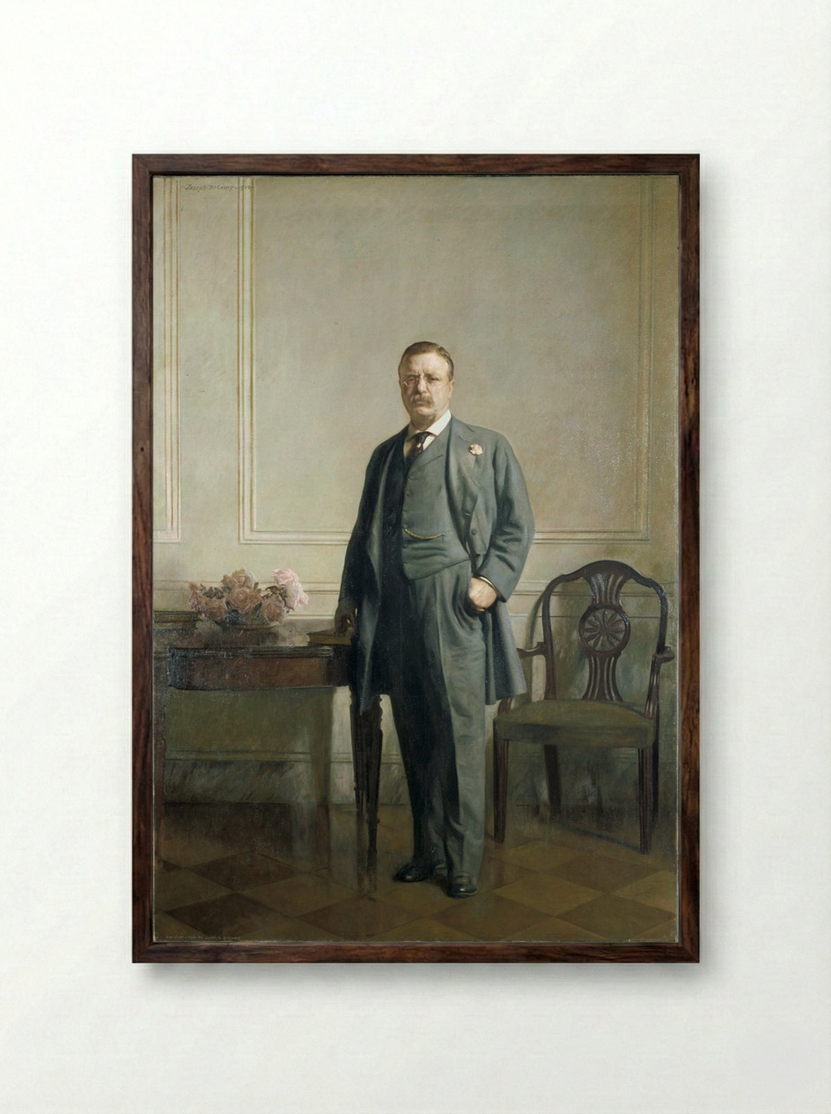 Theodore Roosevelt - Joseph Rodefer DeCamp - Framed Print Dark Wood