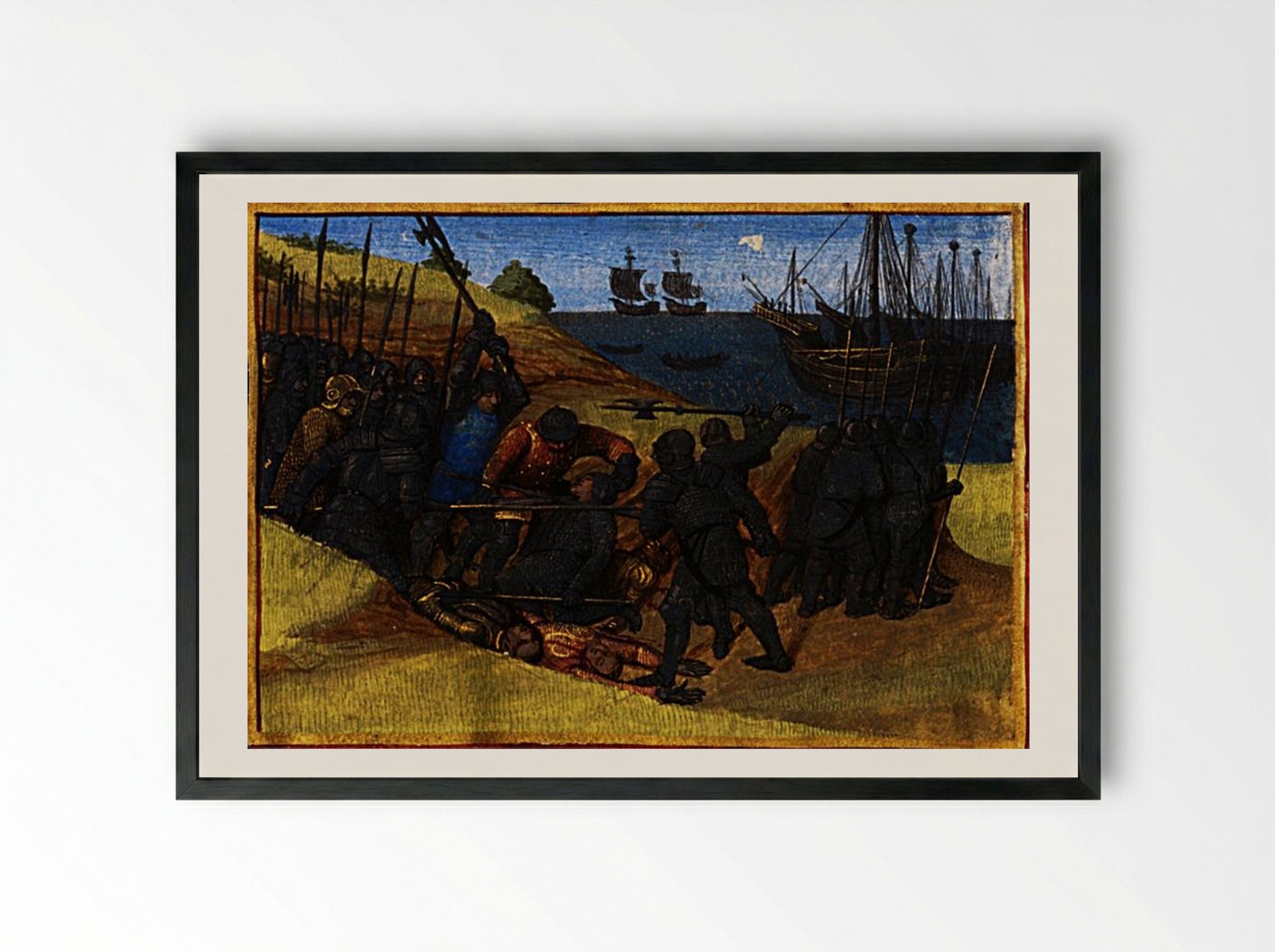 Theodoric's Victory over the Danes - Jean Fouquet - Framed Print Black