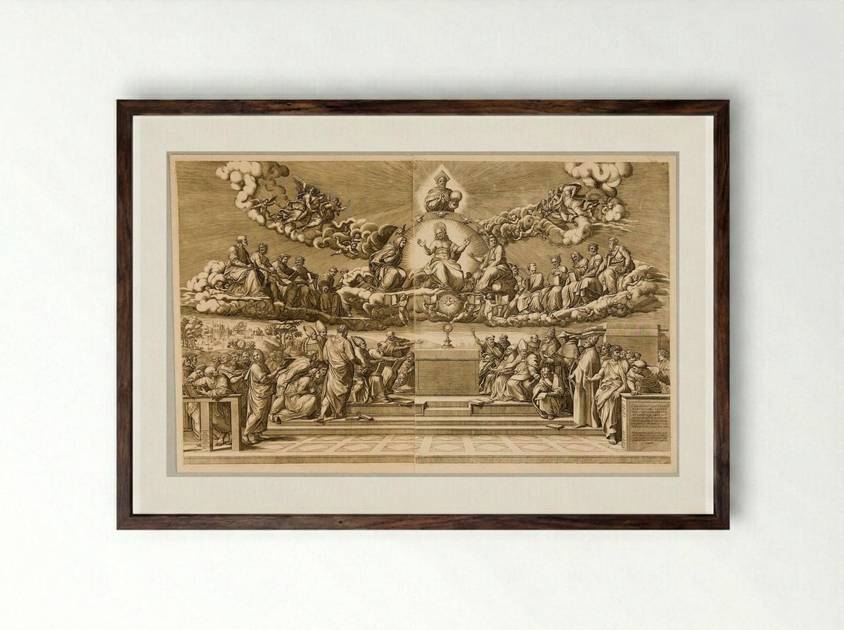 Theology - Giorgio Ghisi - Framed Print Dark Wood