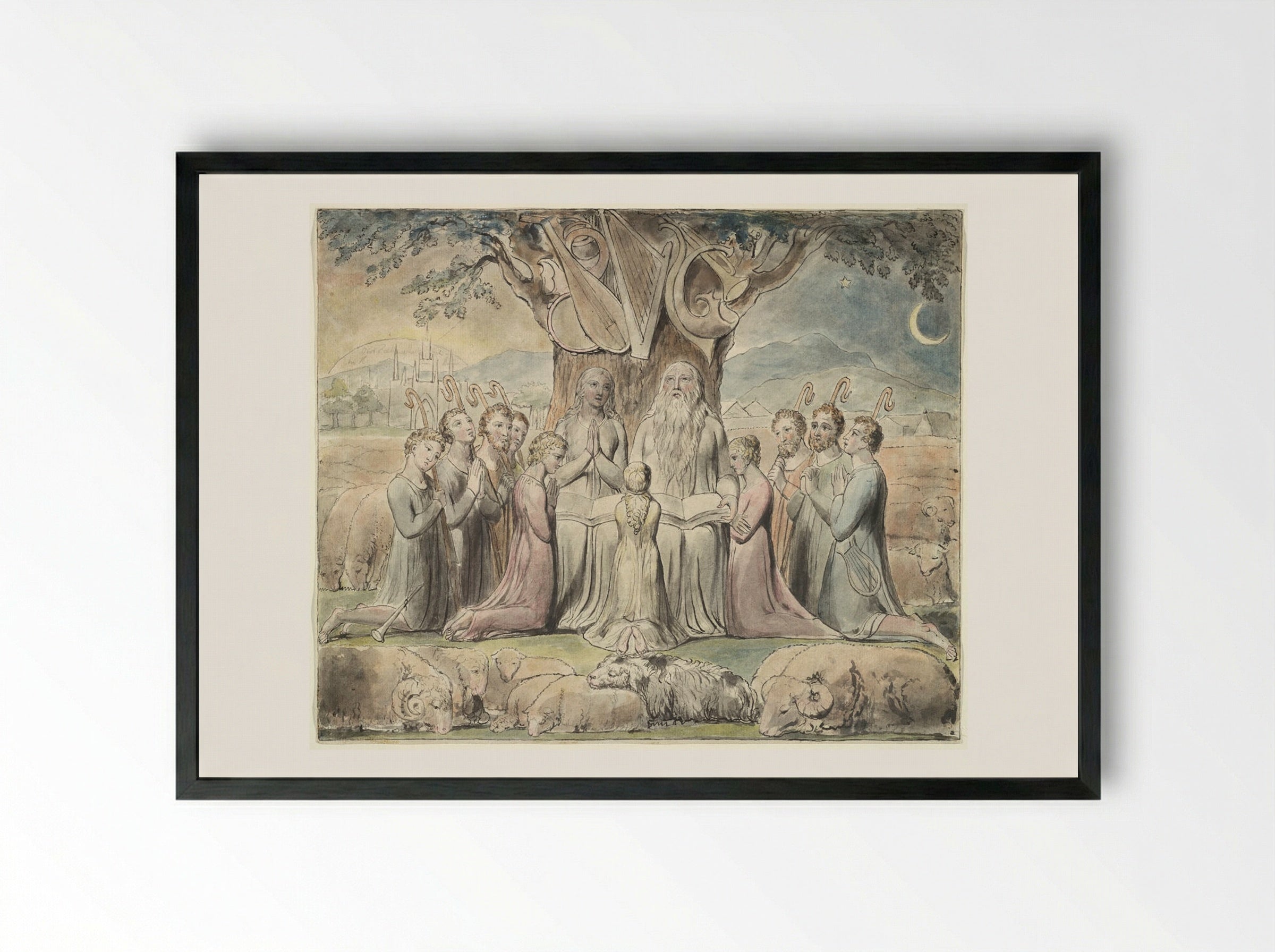 There Was a Man in the Land of Uz (The Book of Job) - William Blake - Framed Print Black