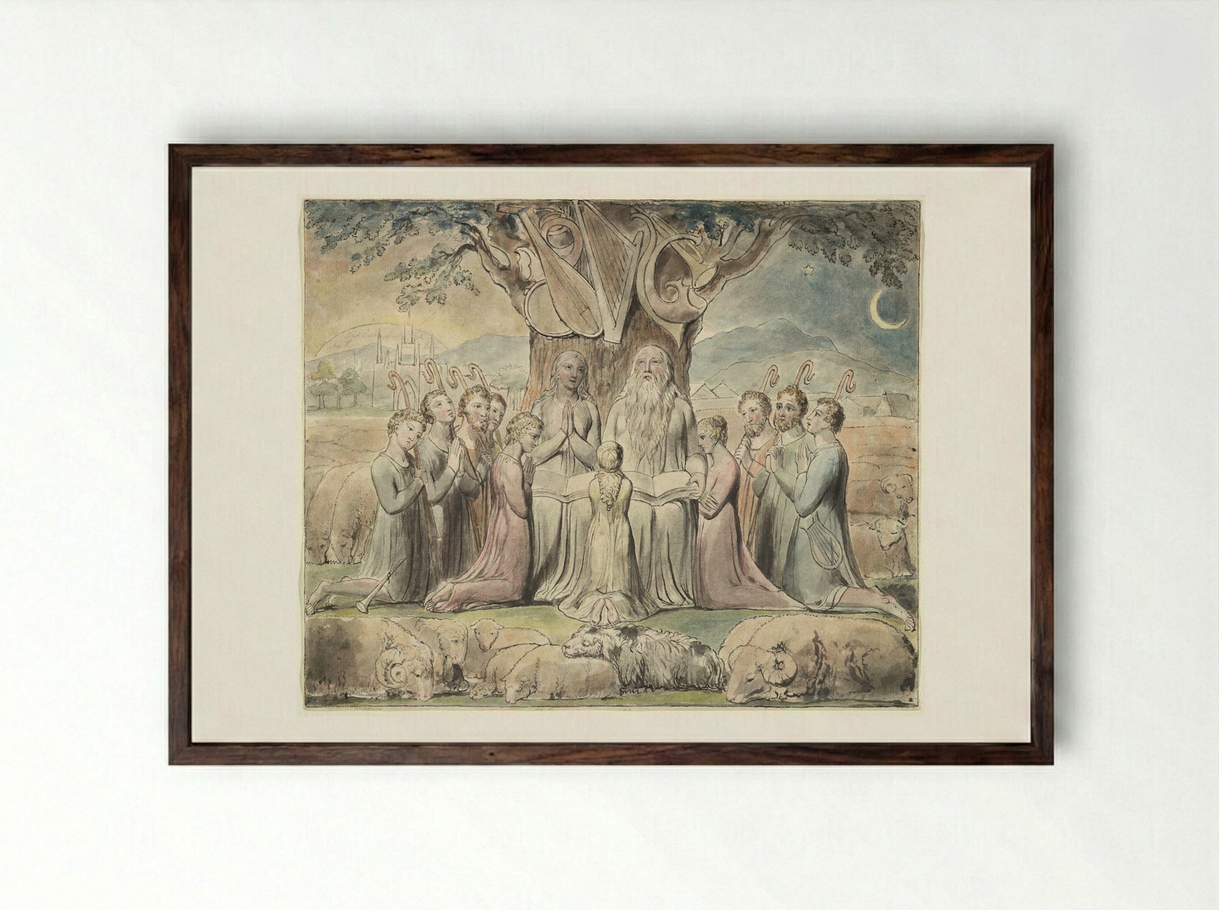 There Was a Man in the Land of Uz (The Book of Job) - William Blake - Framed Print Dark Wood