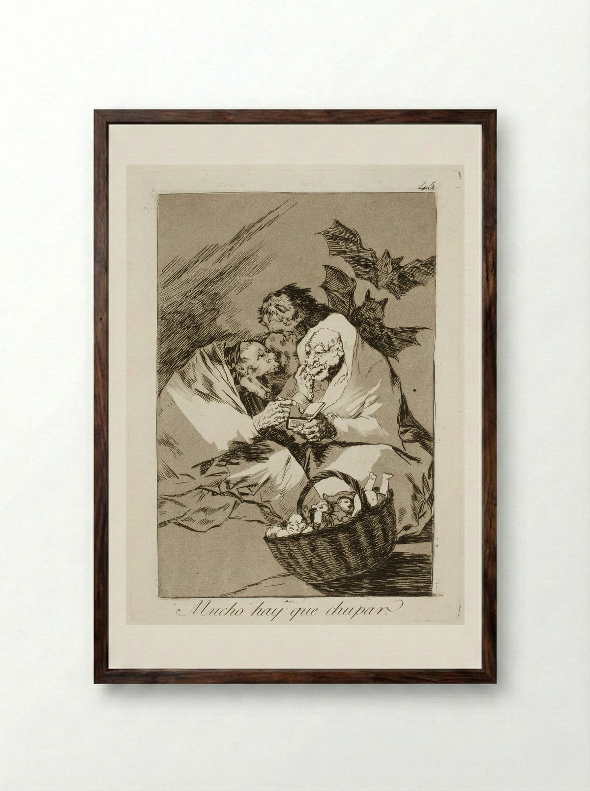There is Plenty to Suck - Francisco José de Goya y Lucientes - Framed Print Dark Wood