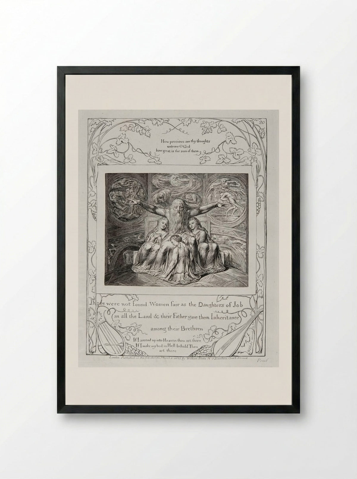 There were not found women fair as the daughters of Job - William Blake - Framed Print Black