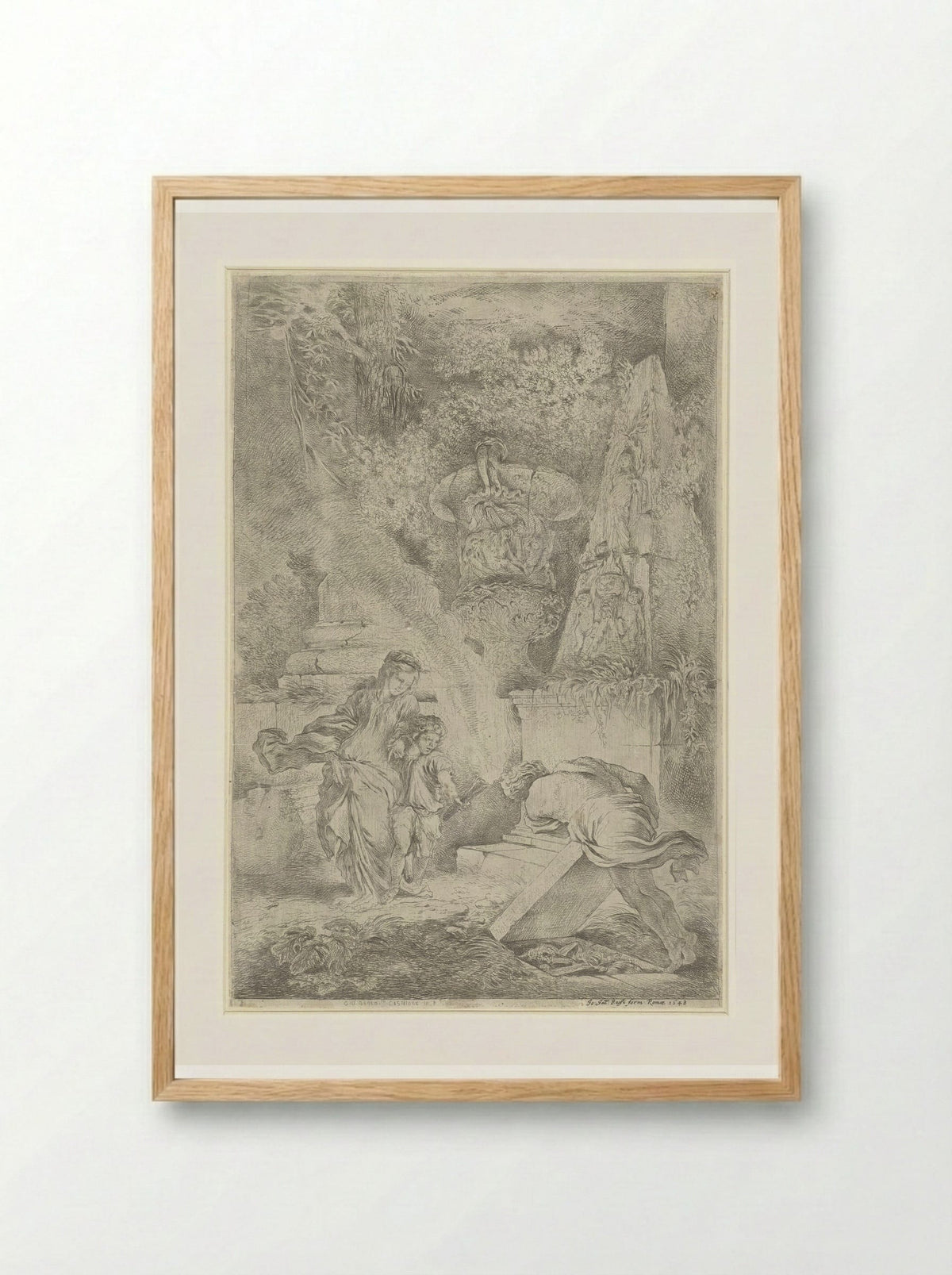 Theseus Discovers His Father's Weapons - Giovanni Benedetto Castiglione - Framed Print Wood