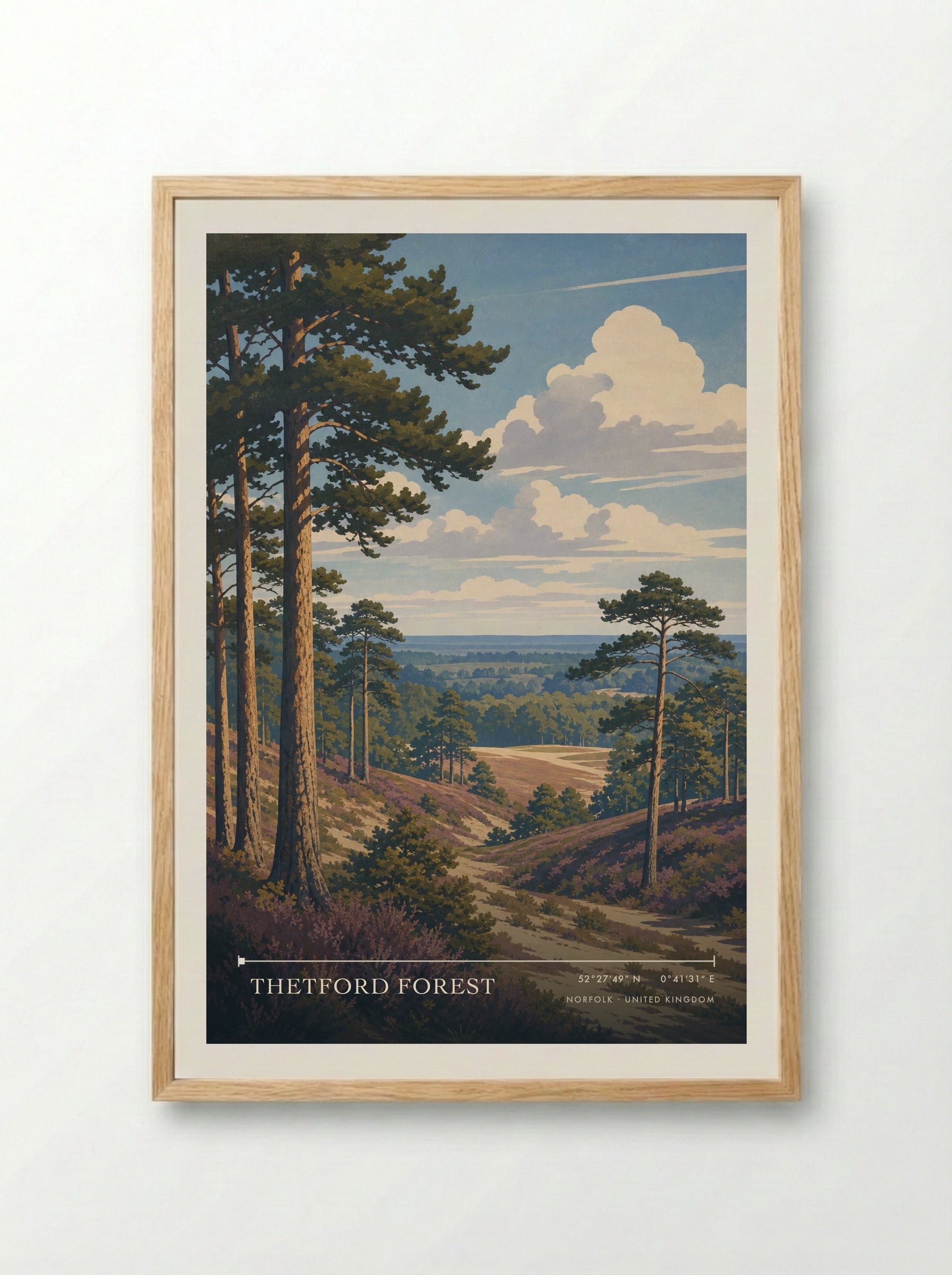 Thetford Forest Norfolk United Kingdom Travel Poster - Framed Print Wood
