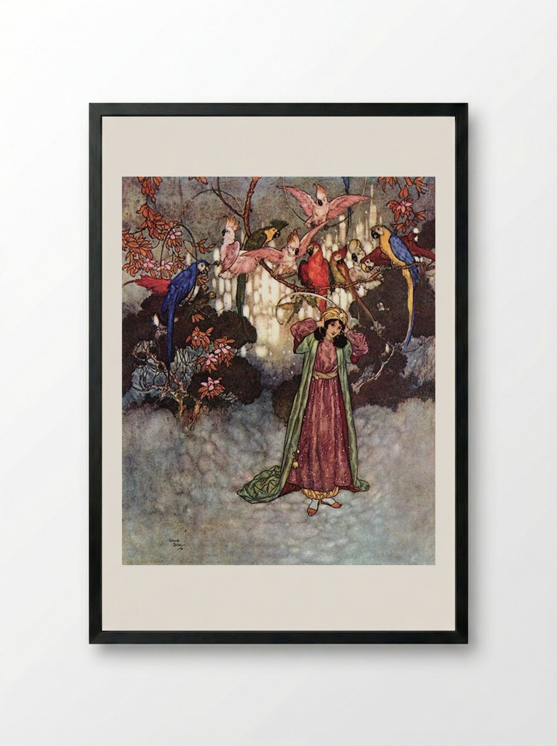 They began to scream and chatter, from Beauty and the Beast - Edmund Dulac - Framed Print Black