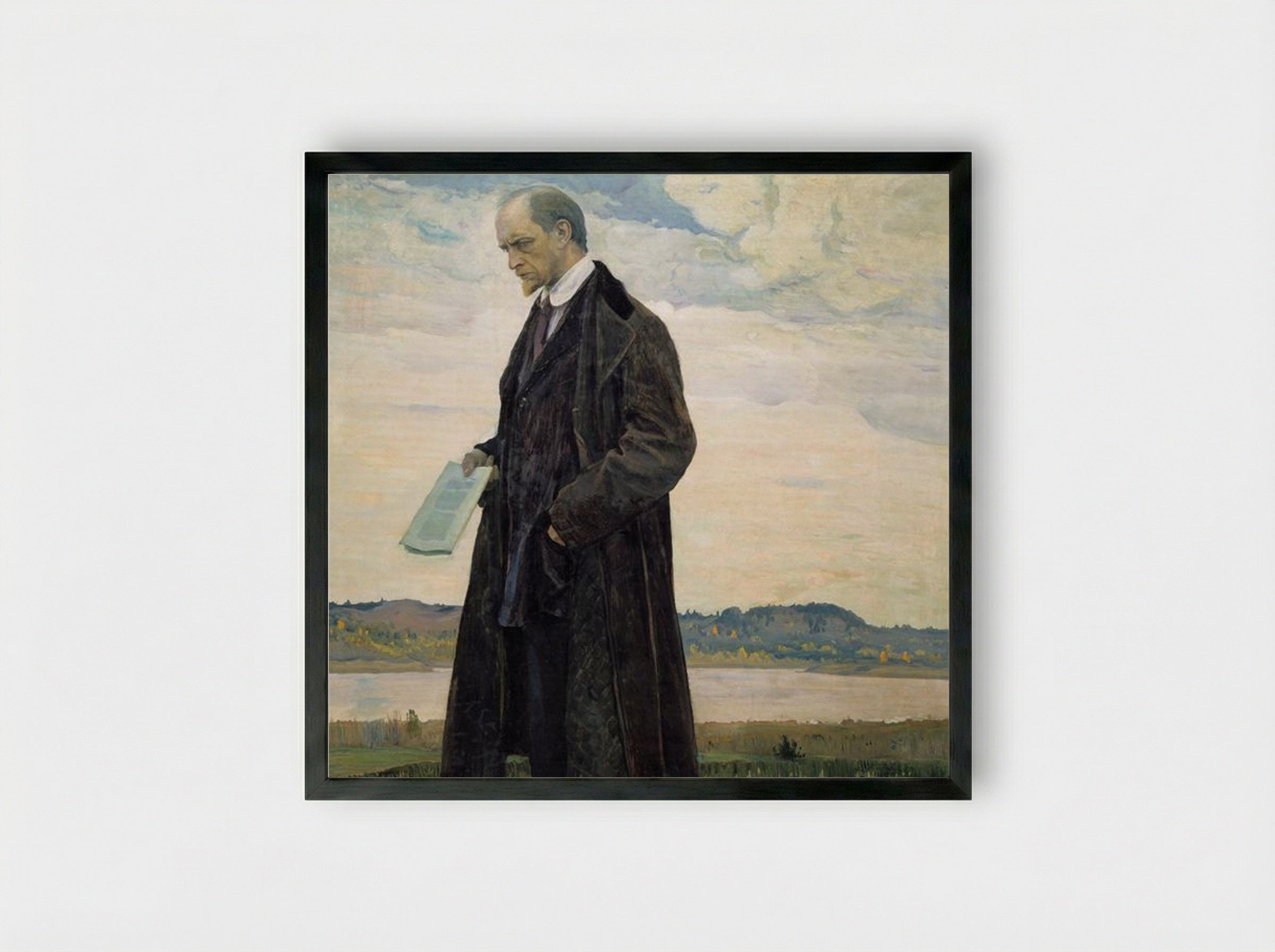 Thinker (Portrait of philosopher Ivan Ilyin) - Mikhail Nesterov - Framed Print Black