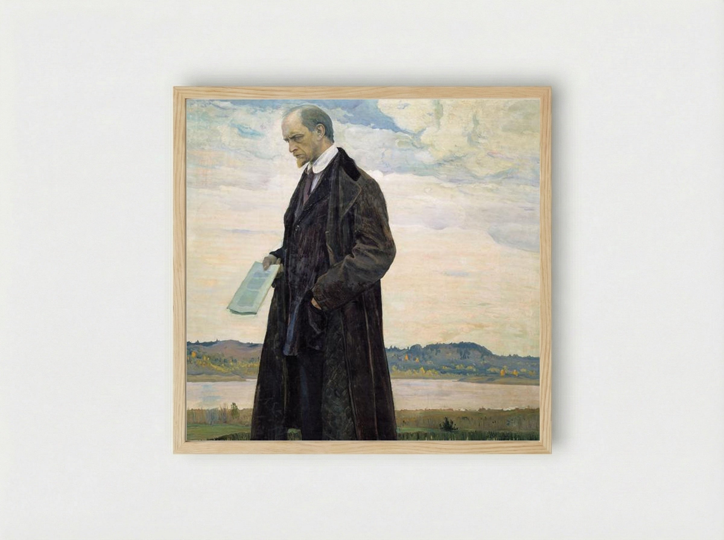 Thinker (Portrait of philosopher Ivan Ilyin) - Mikhail Nesterov - Framed Print Wood