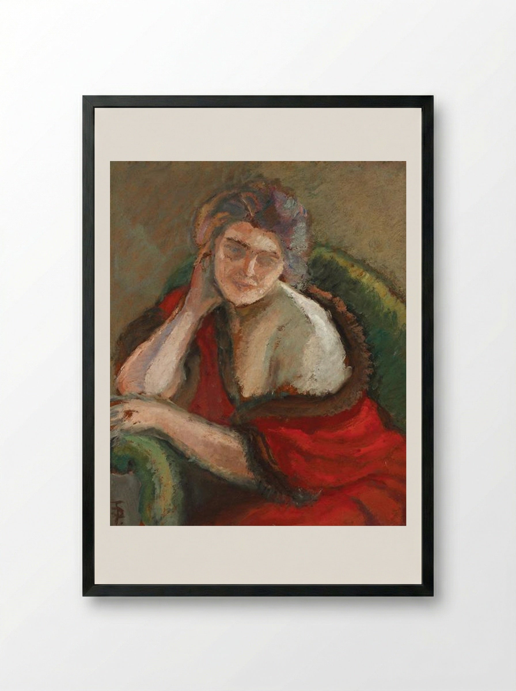 Thinking Woman - Theodor Pallady - Framed Print Black