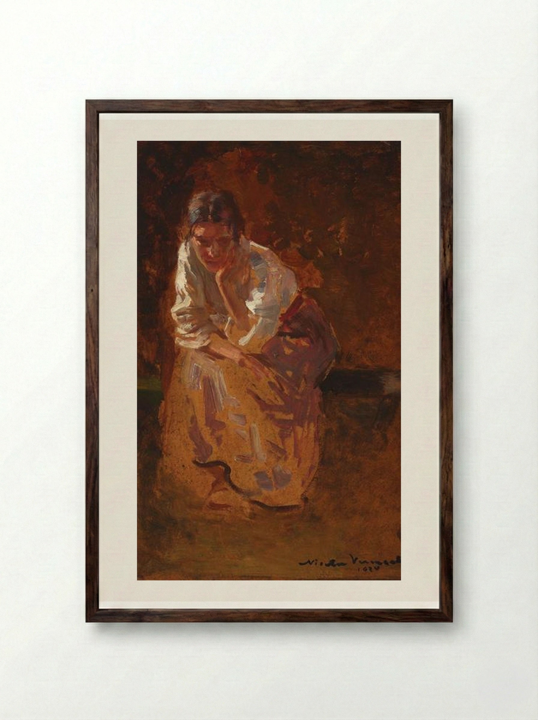 Thinking - Nicolae Vermont - Framed Print Dark Wood