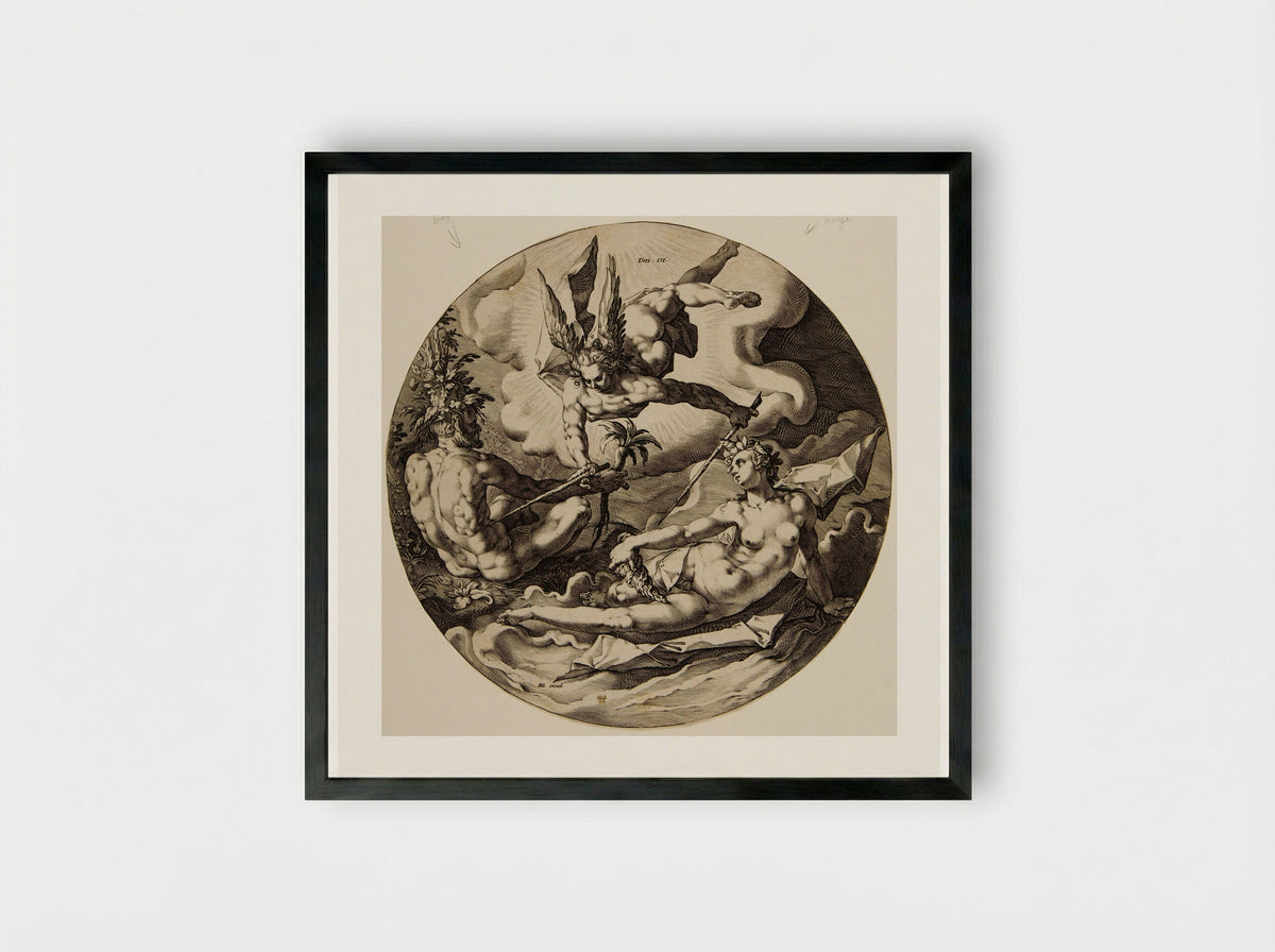 Third Day: The Separation of Land and Sea - Jan Harmensz. Muller - Framed Print Black