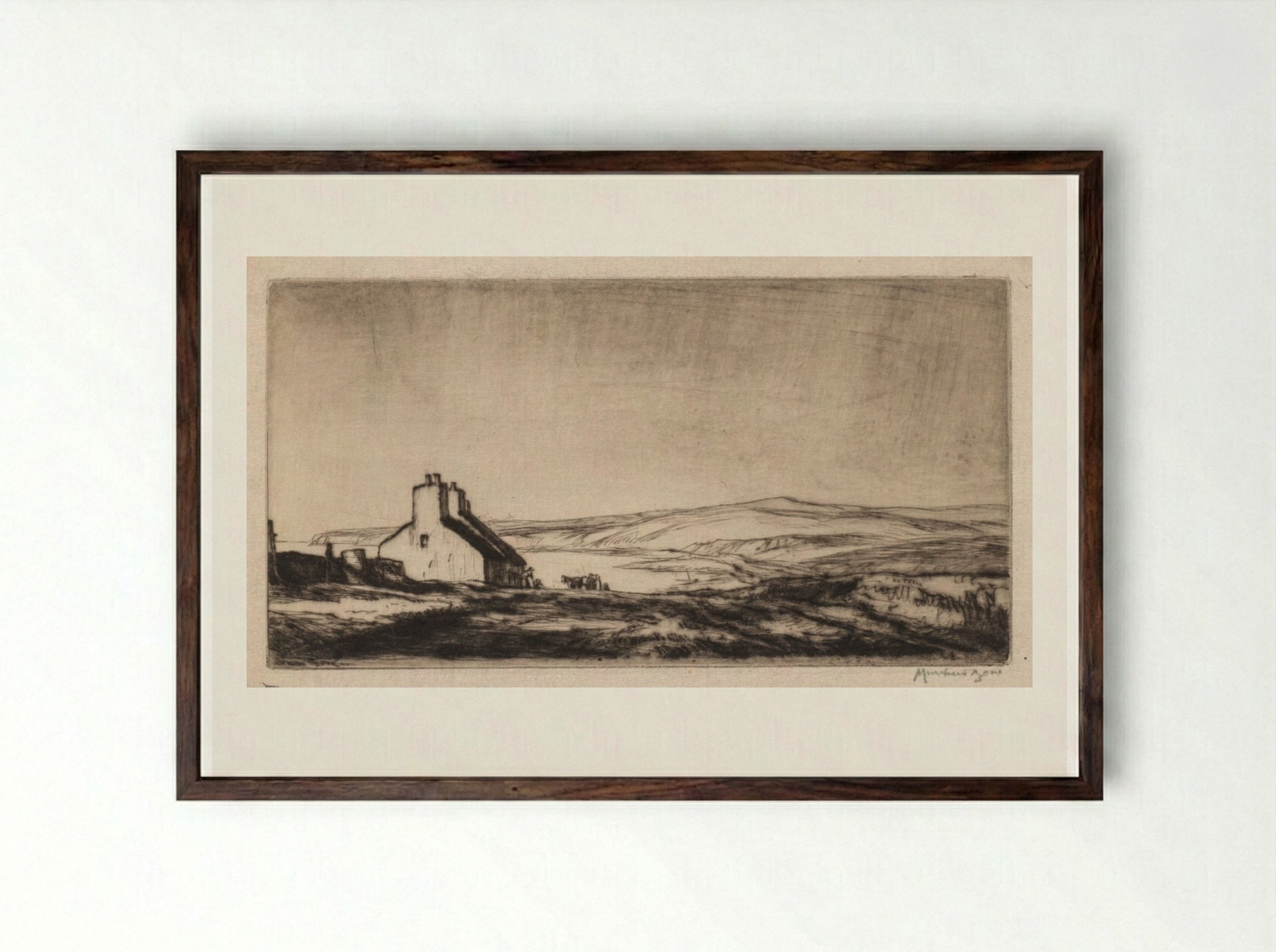 Third Study for 'The Ballantrae Road' - Muirhead Bone - Framed Print Dark Wood