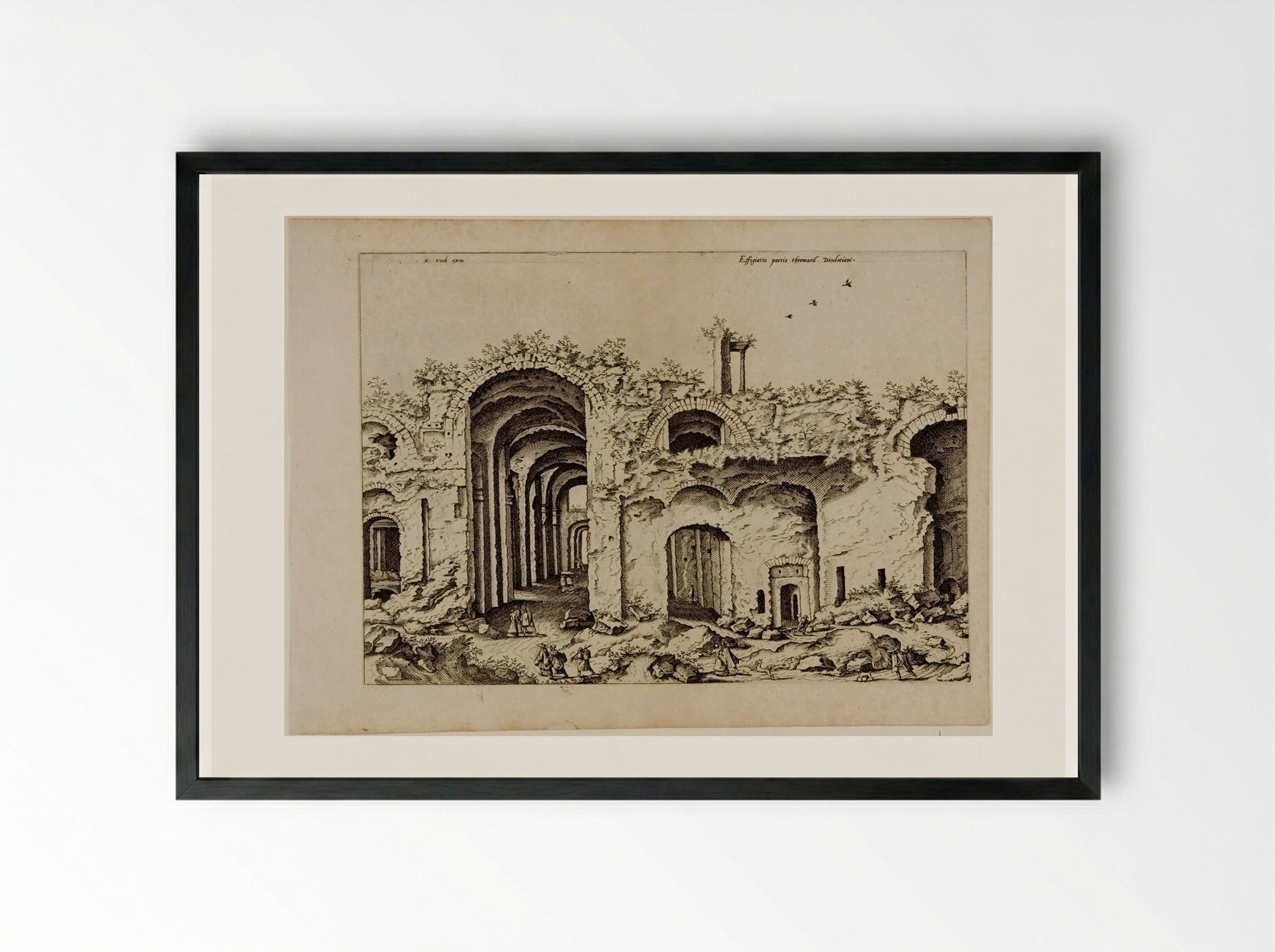Third View of the Baths of Diocletian - Hieronymus Cock - Framed Print Black
