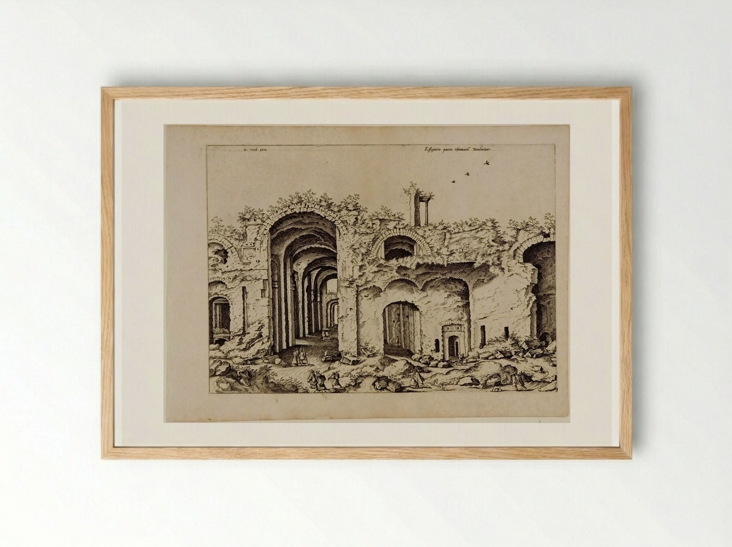 Third View of the Baths of Diocletian - Hieronymus Cock - Framed Print Wood
