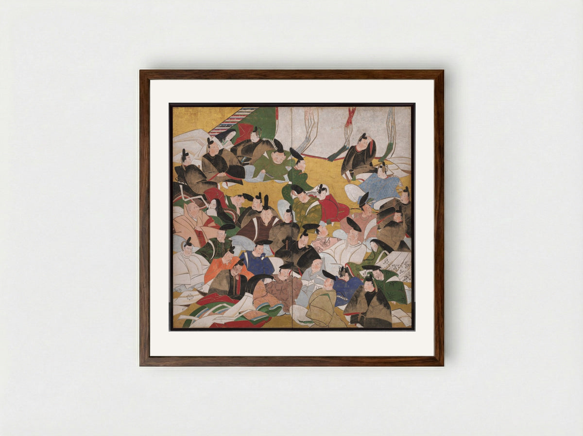 Thirty-Six Poetic Immortals - Tatebayashi Kagei - Framed Print Dark Wood