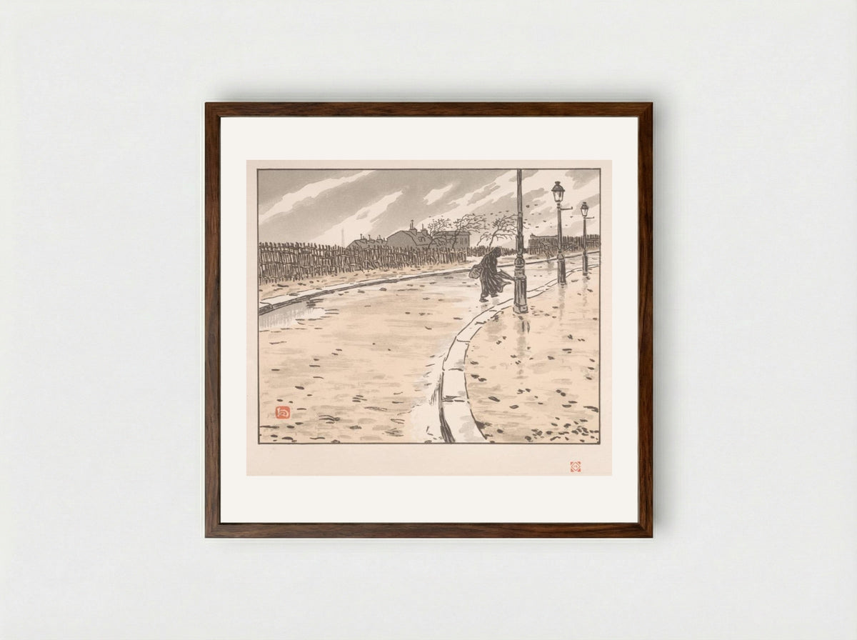 Thirty-Six Views of the Eiffel Tower: From Lamarck Street - Henri Rivière - Framed Print Dark Wood