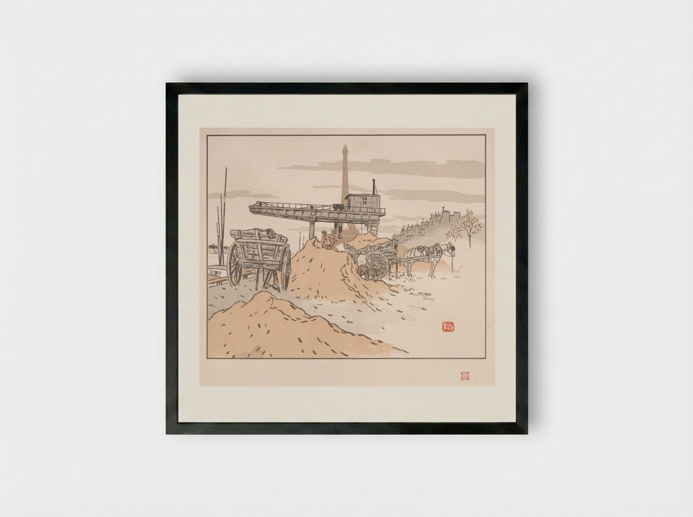 Thirty-Six Views of the Eiffel Tower: From the Quai de Grenelle - Henri Rivière - Framed Print Black
