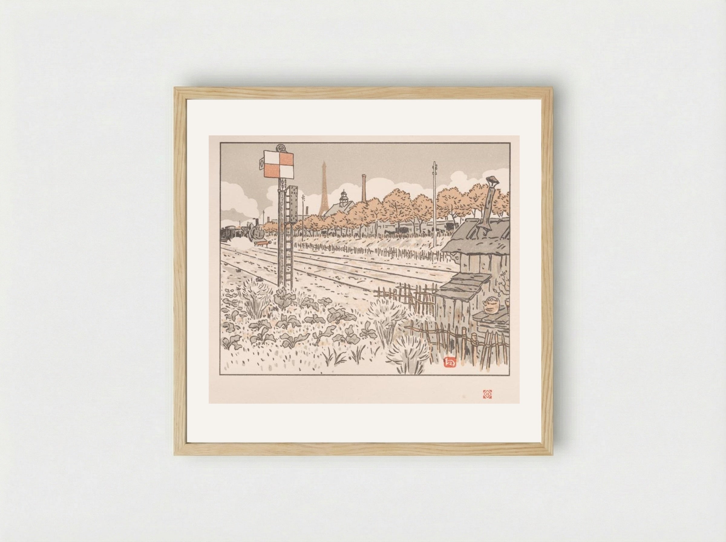 Thirty-Six Views of the Eiffel Tower: From the Quai de Javel (Switchman's Shanty) - Henri Rivière - Framed Print Wood