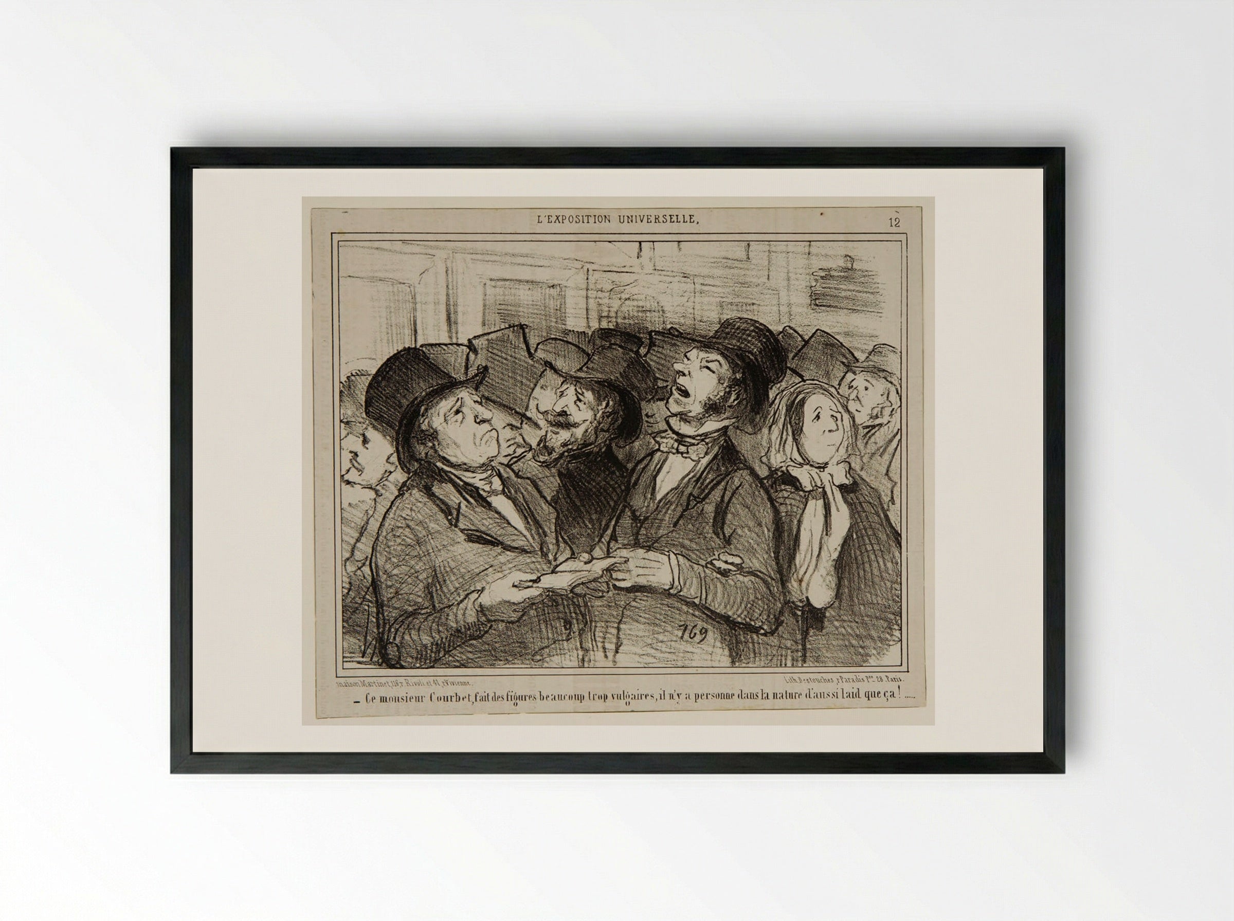 This Mr. Courbet does much too vulgar figures, there's no one in nature as ugly as that! - Honoré-Victorin Daumier - Framed Print Black