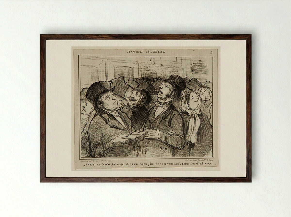 This Mr. Courbet does much too vulgar figures, there's no one in nature as ugly as that! - Honoré-Victorin Daumier - Framed Print Dark Wood