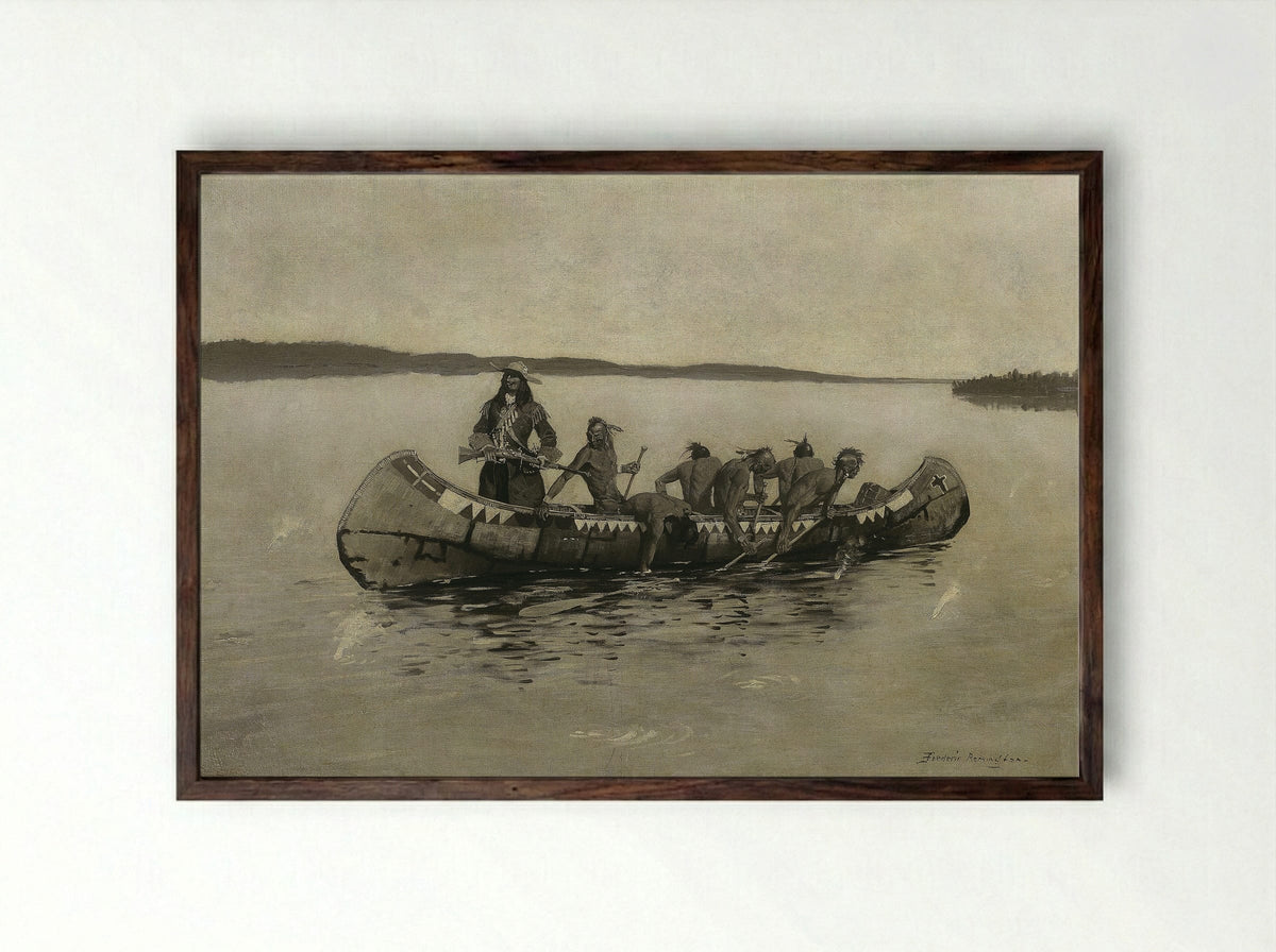 This Was a Fatal Embarkation - Frederic Remington - Framed Print Dark Wood