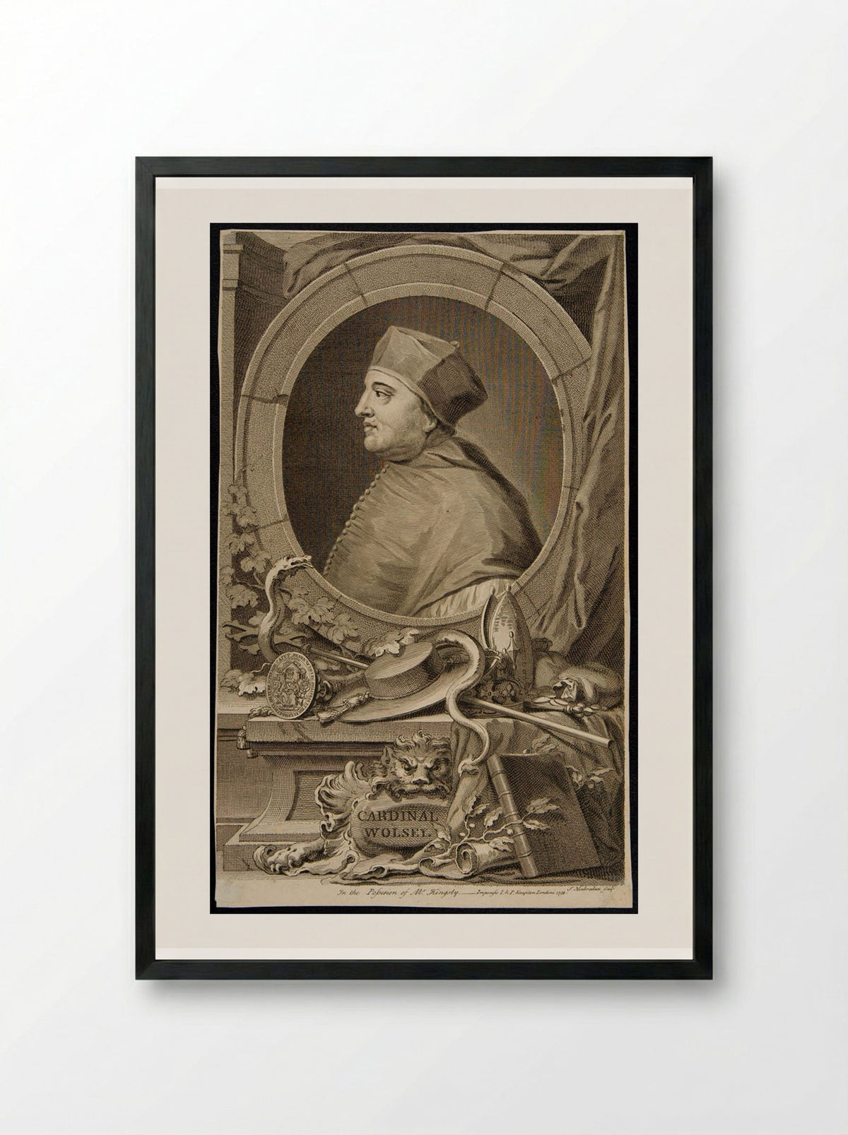 Thomas, Cardinal Wolsey - Jacobus Houbraken - Framed Print Black