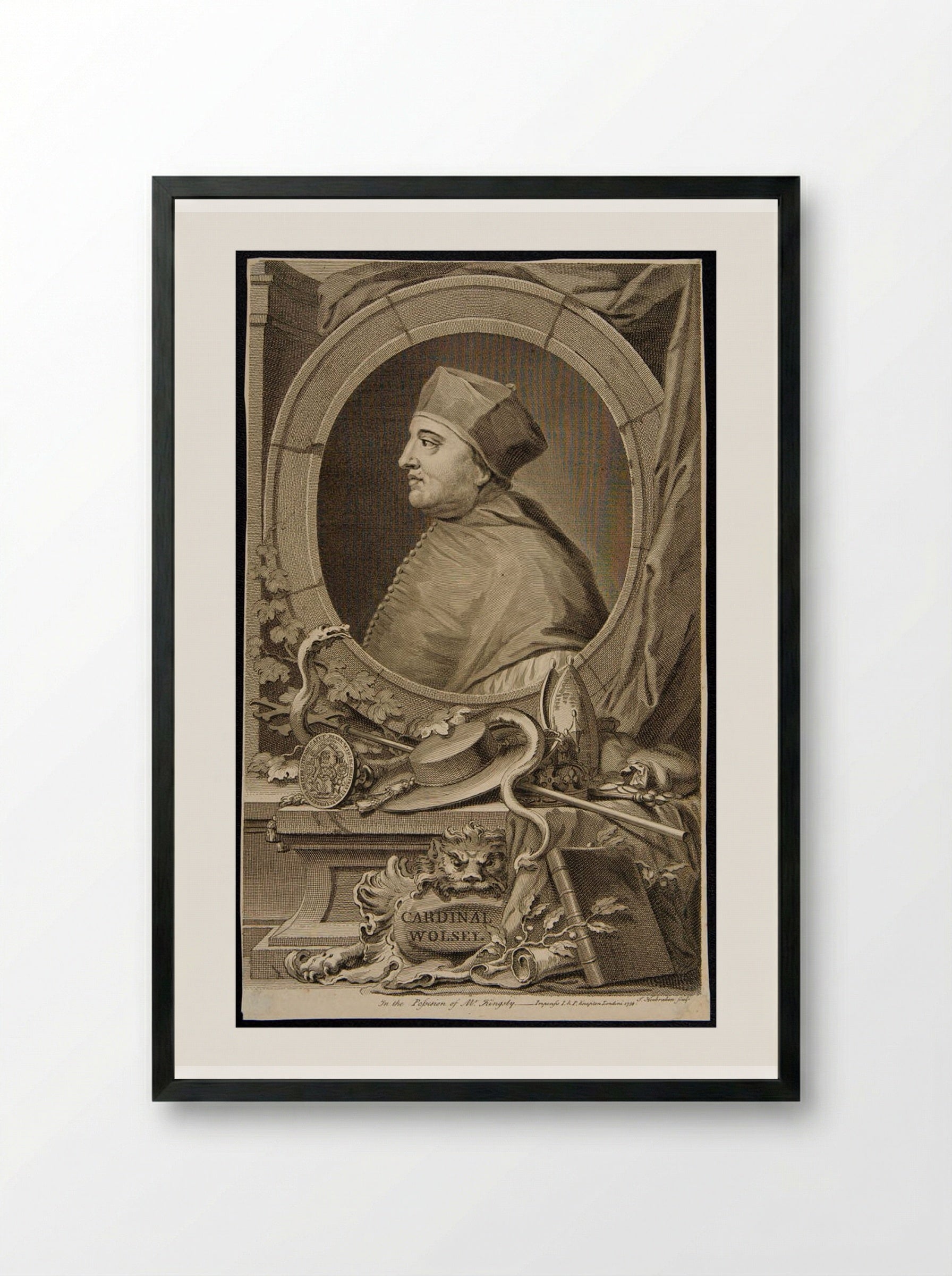 Thomas, Cardinal Wolsey - Jacobus Houbraken - Framed Print Black
