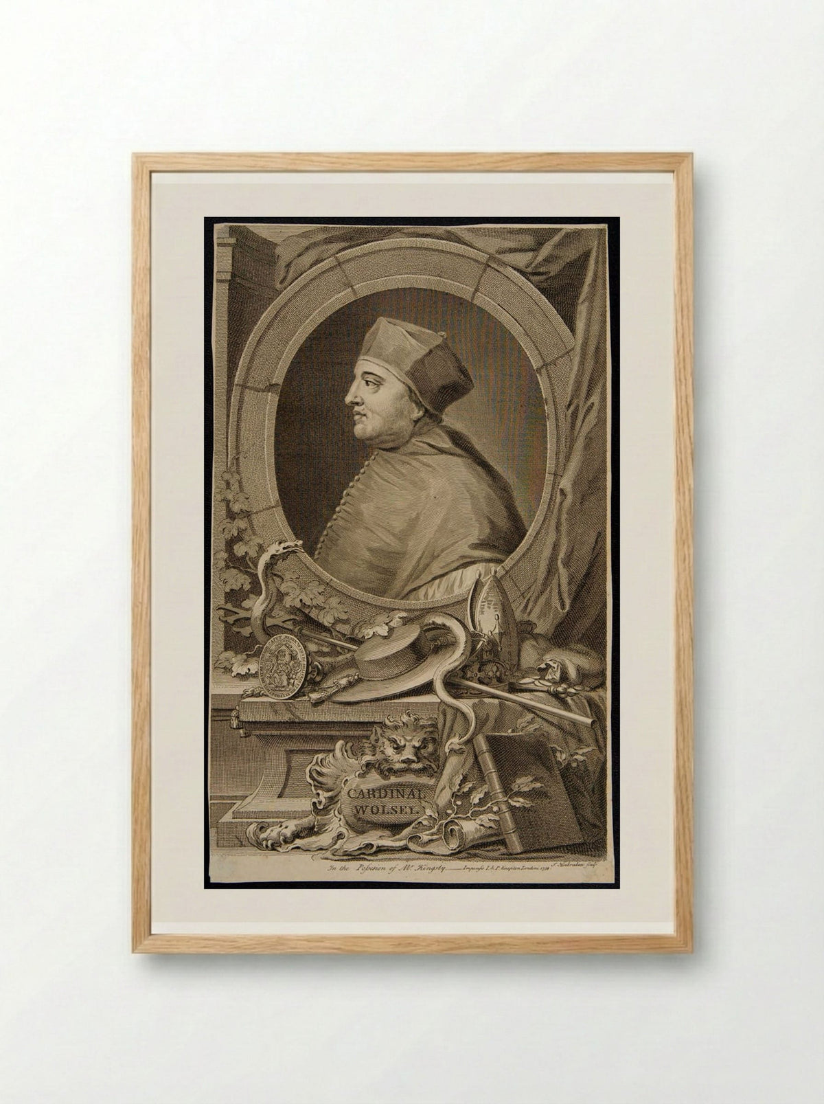 Thomas, Cardinal Wolsey - Jacobus Houbraken - Framed Print Wood
