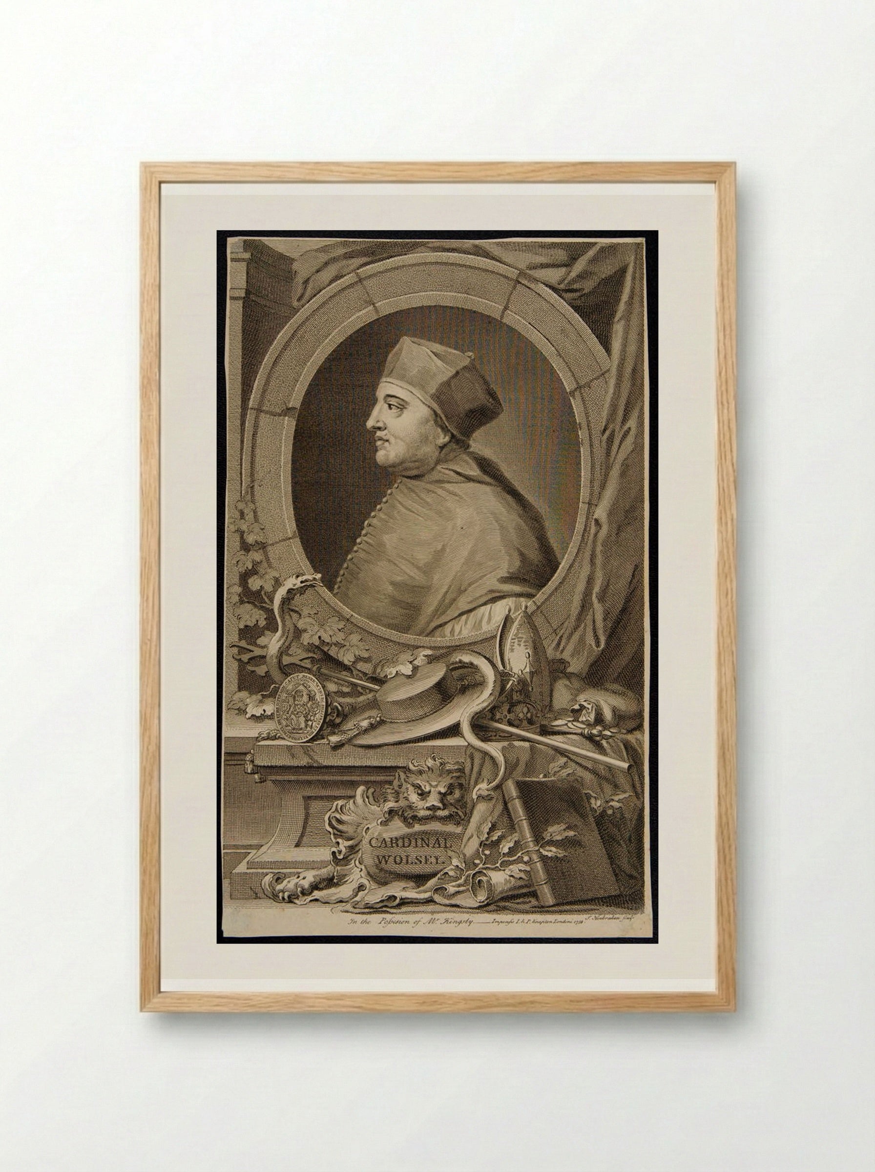 Thomas, Cardinal Wolsey - Jacobus Houbraken - Framed Print Wood
