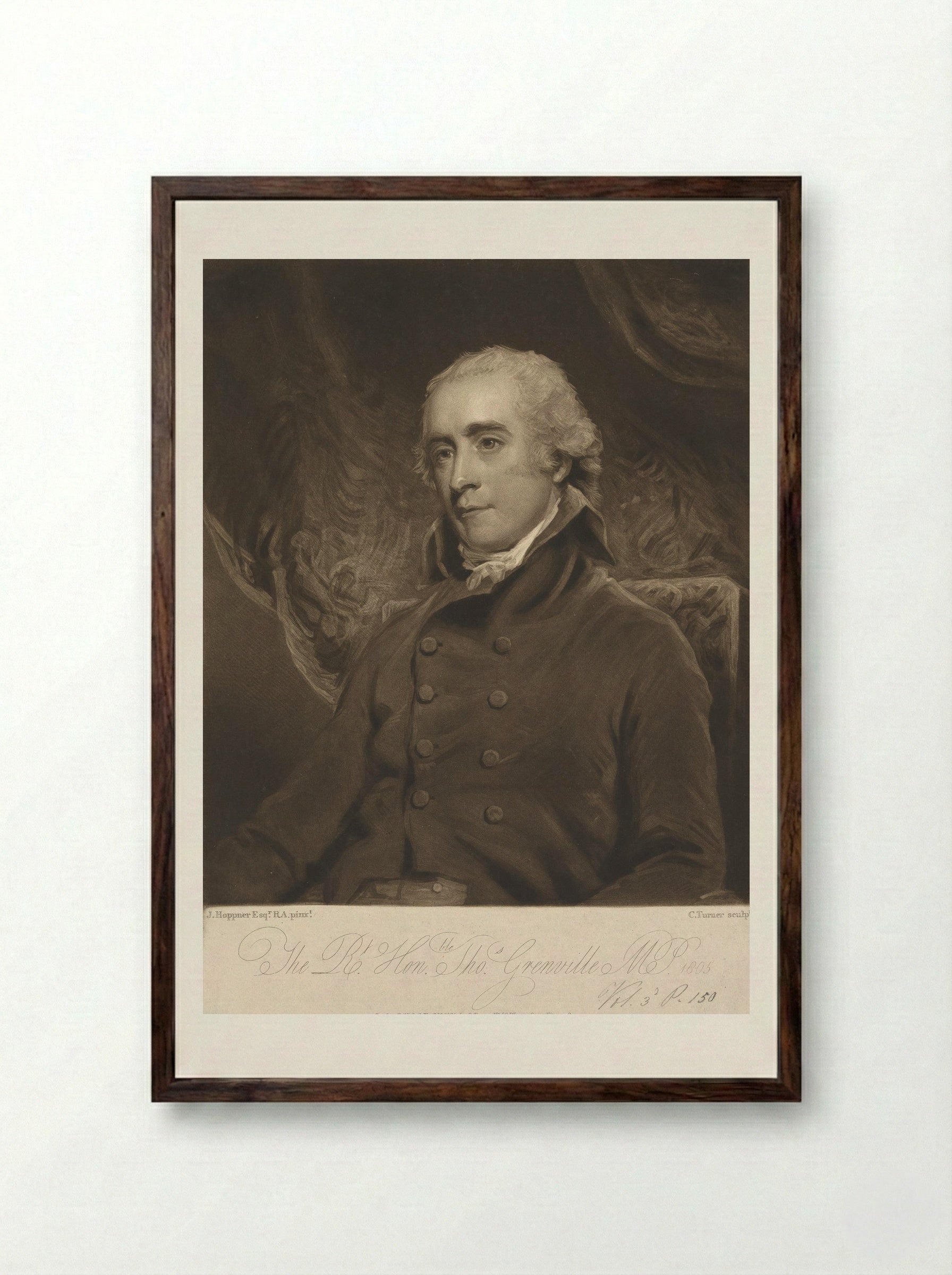 Thomas Grenville - Charles Turner - Framed Print Dark Wood