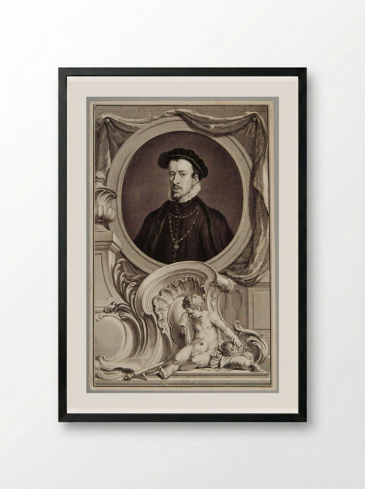 Thomas Howard, 4th Duke of Norfolk - Jacobus Houbraken - Framed Print Black