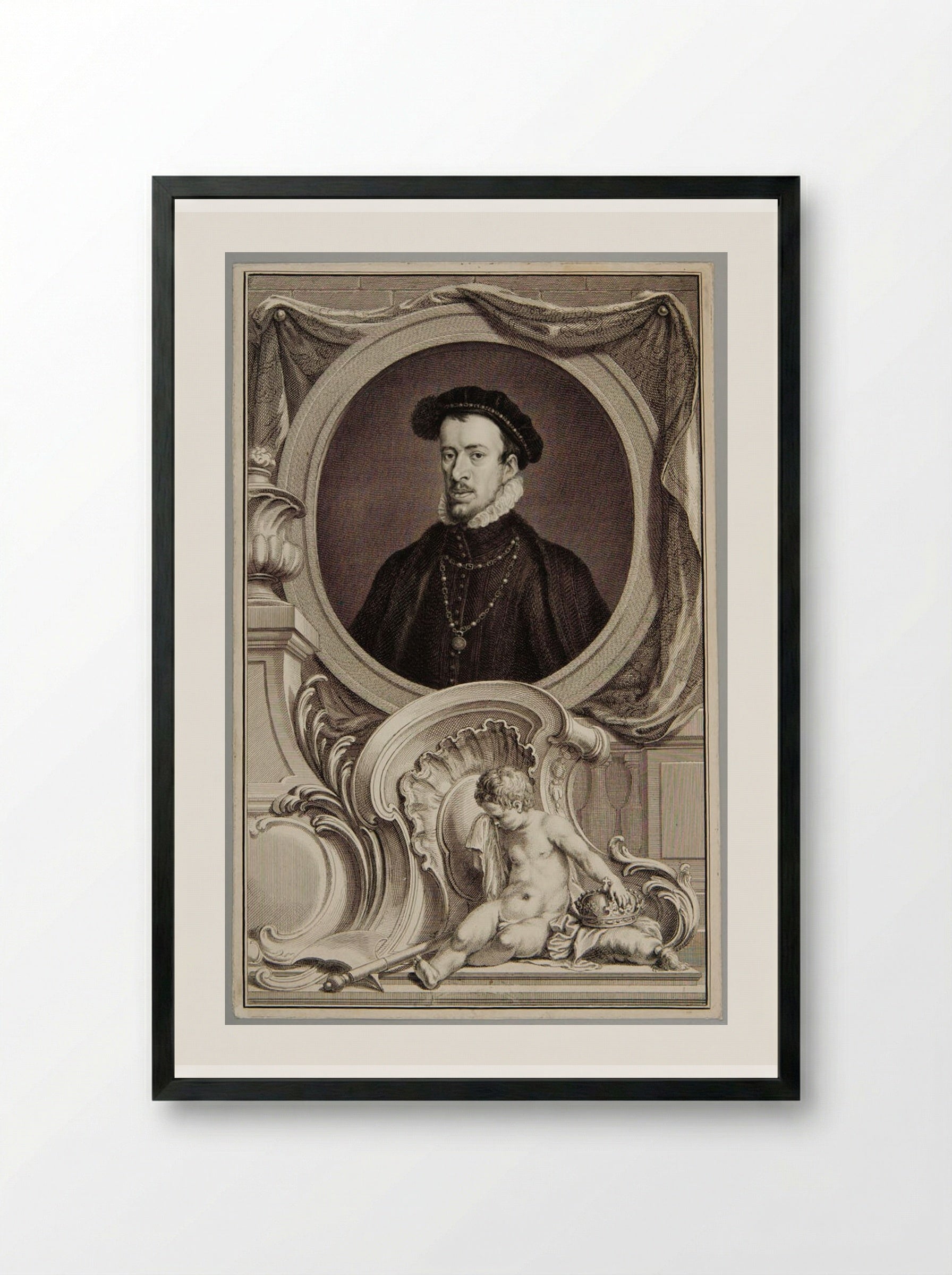 Thomas Howard, 4th Duke of Norfolk - Jacobus Houbraken - Framed Print Black