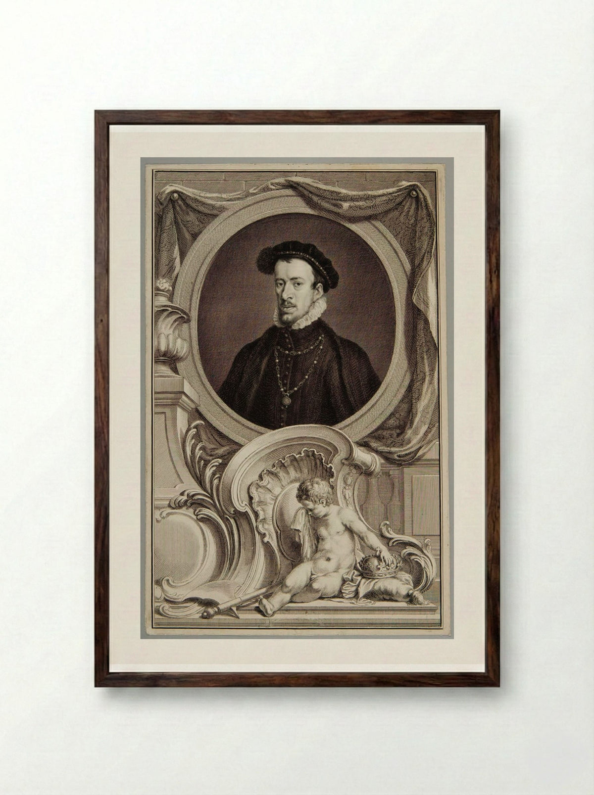Thomas Howard, 4th Duke of Norfolk - Jacobus Houbraken - Framed Print Dark Wood