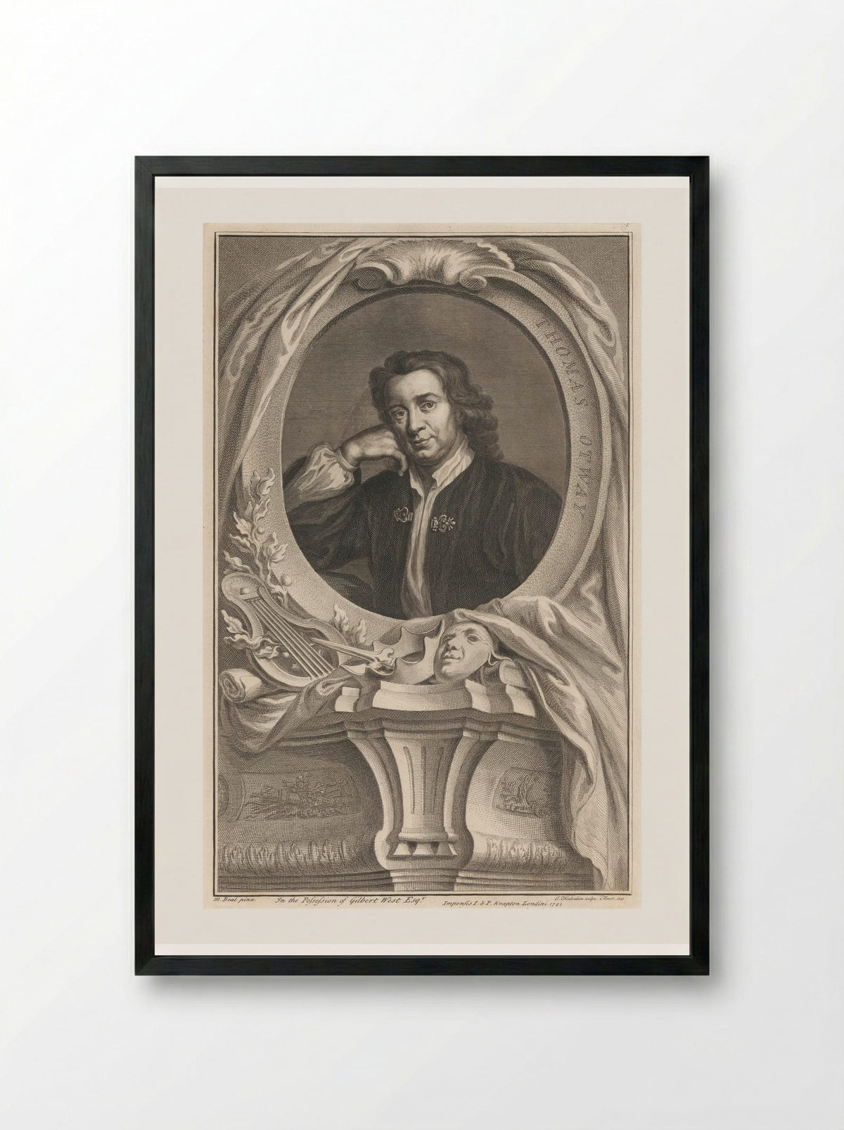 Thomas Otway - Jacobus Houbraken - Framed Print Black