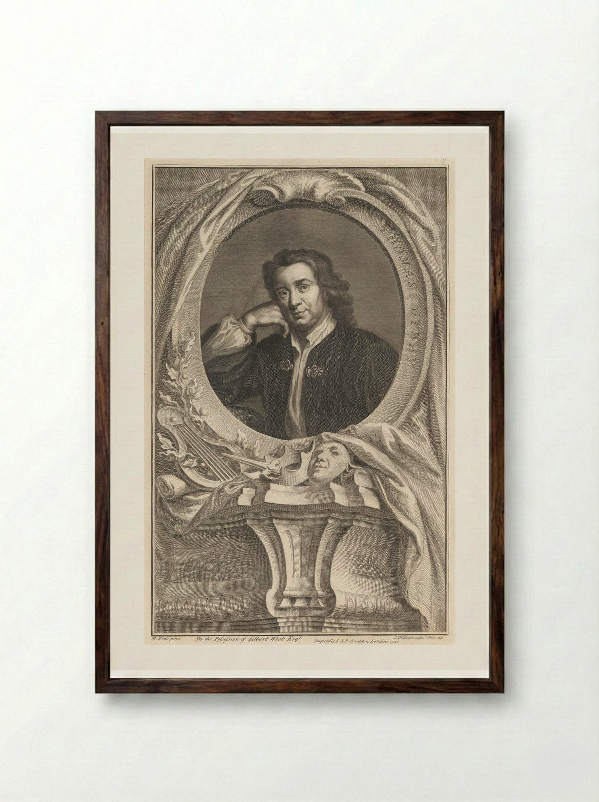 Thomas Otway - Jacobus Houbraken - Framed Print Dark Wood
