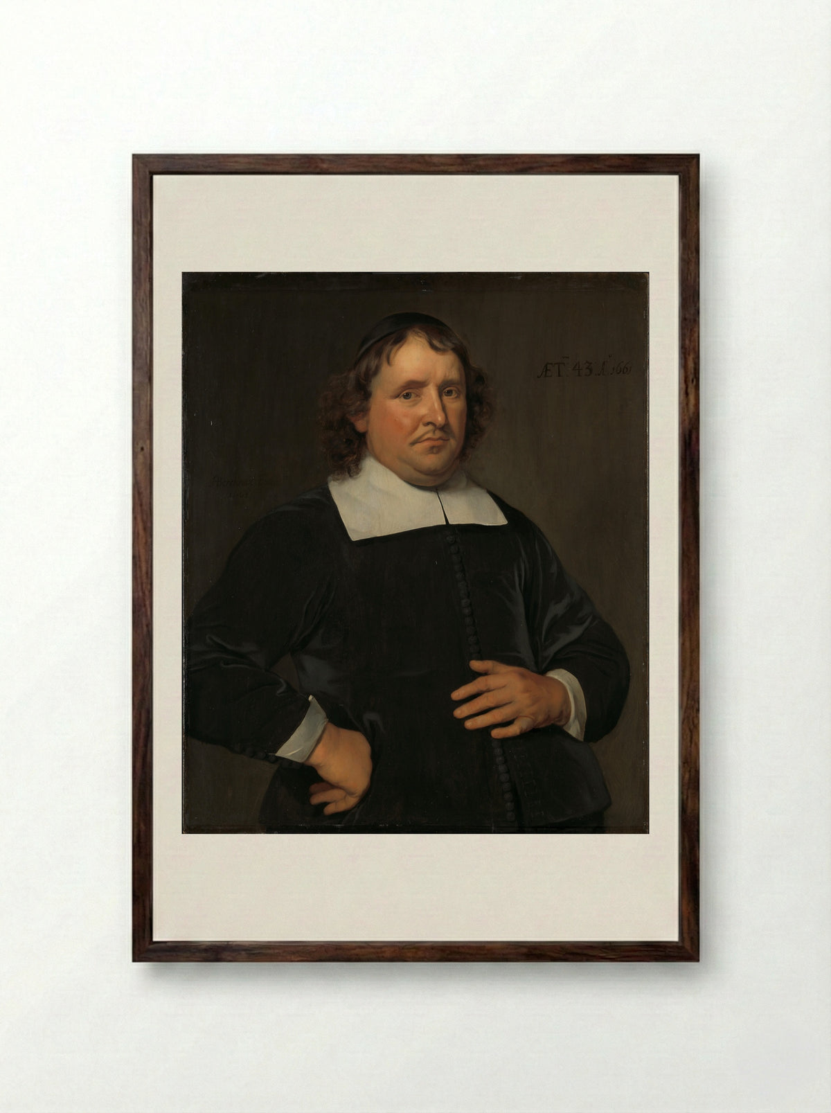Thomas Pots (1618-1689), Predikant te Vlissingen - Hendrick Berckman - Framed Print Dark Wood