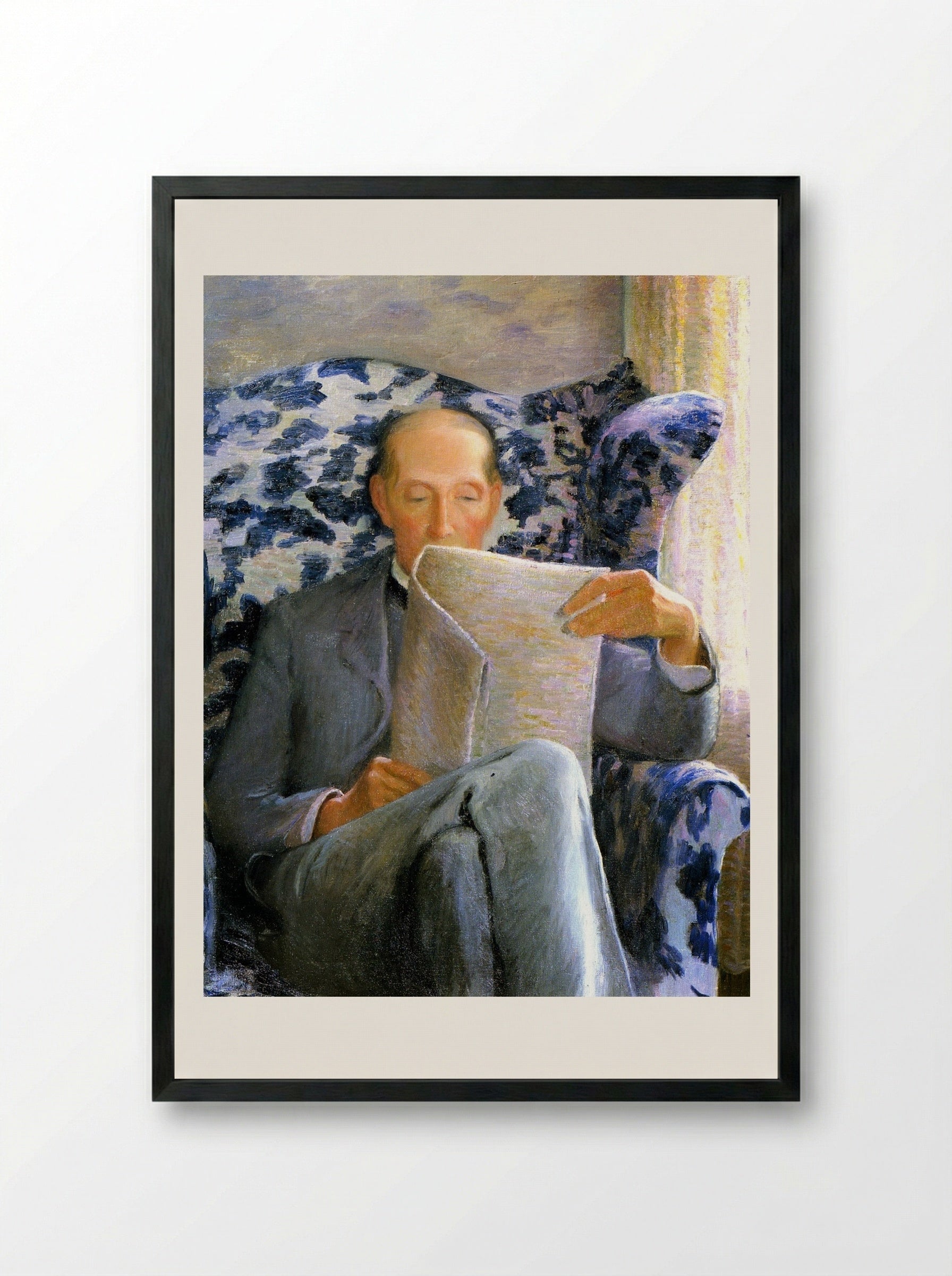 Thomas Sergeant Perry Reading a Newspaper - Lilla Cabot Perry - Framed Print Black