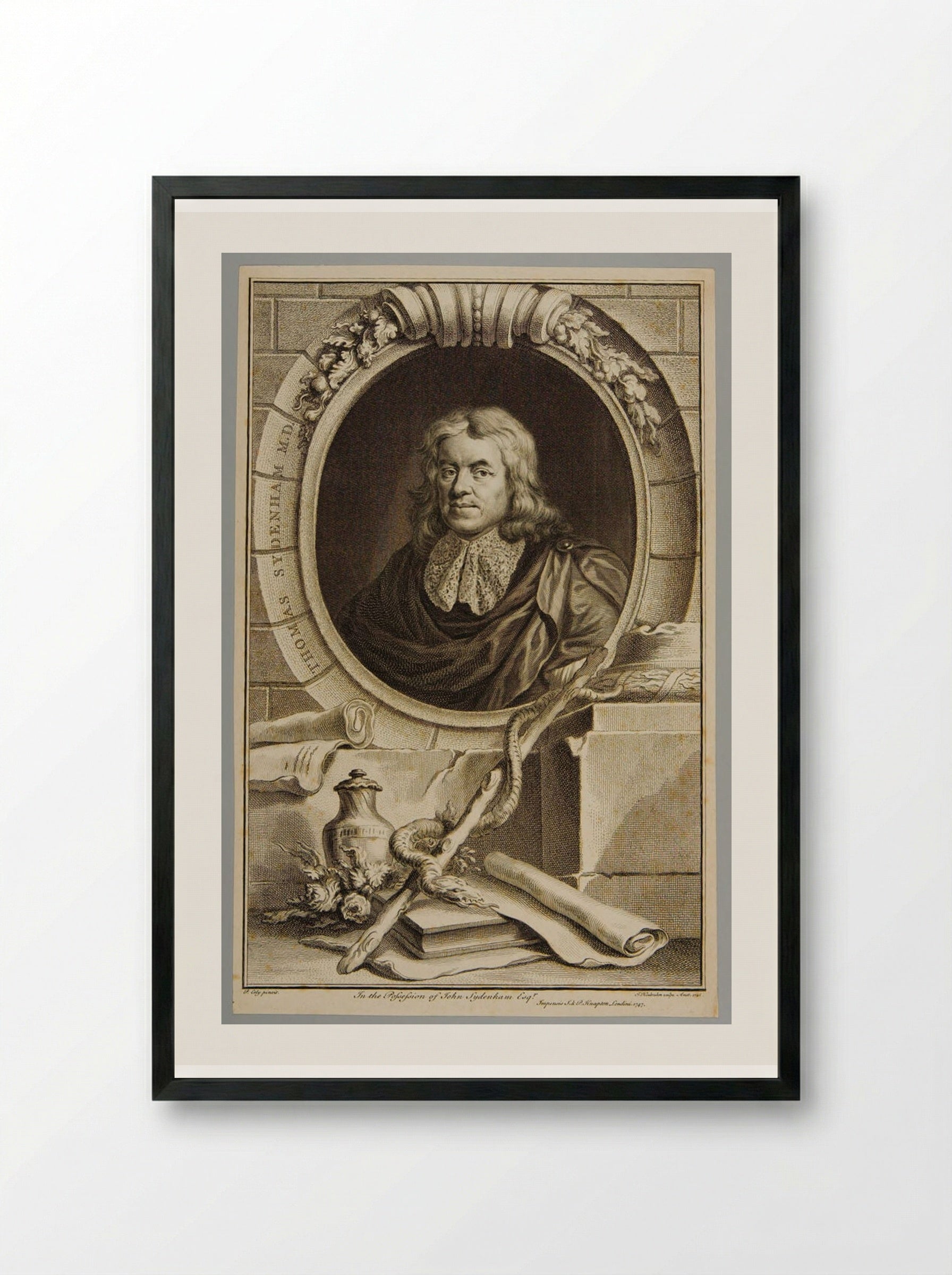 Thomas Sydenham - Jacobus Houbraken - Framed Print Black