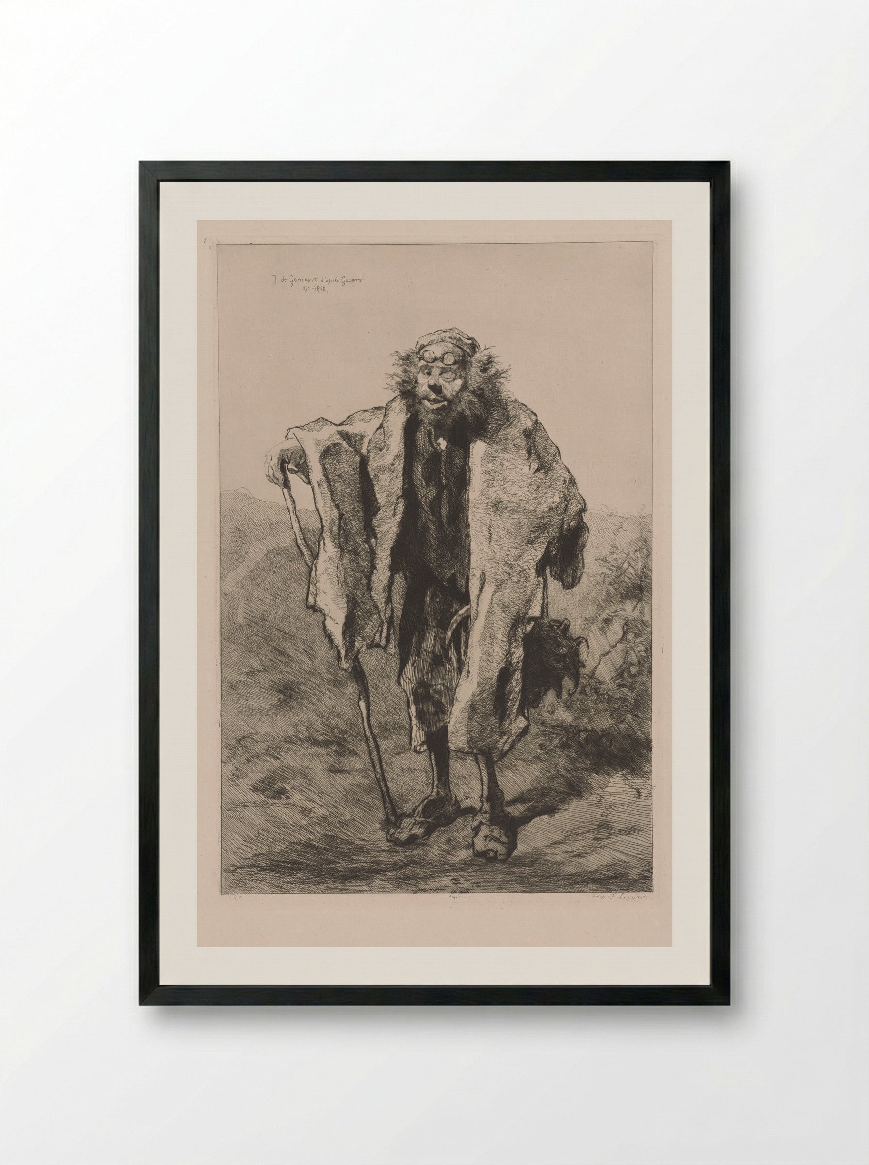 Thomas Vireloque (After Gavarni) - Jules de Goncourt - Framed Print Black