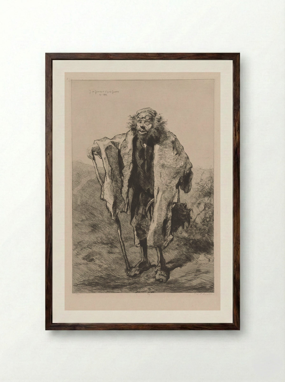 Thomas Vireloque (After Gavarni) - Jules de Goncourt - Framed Print Dark Wood