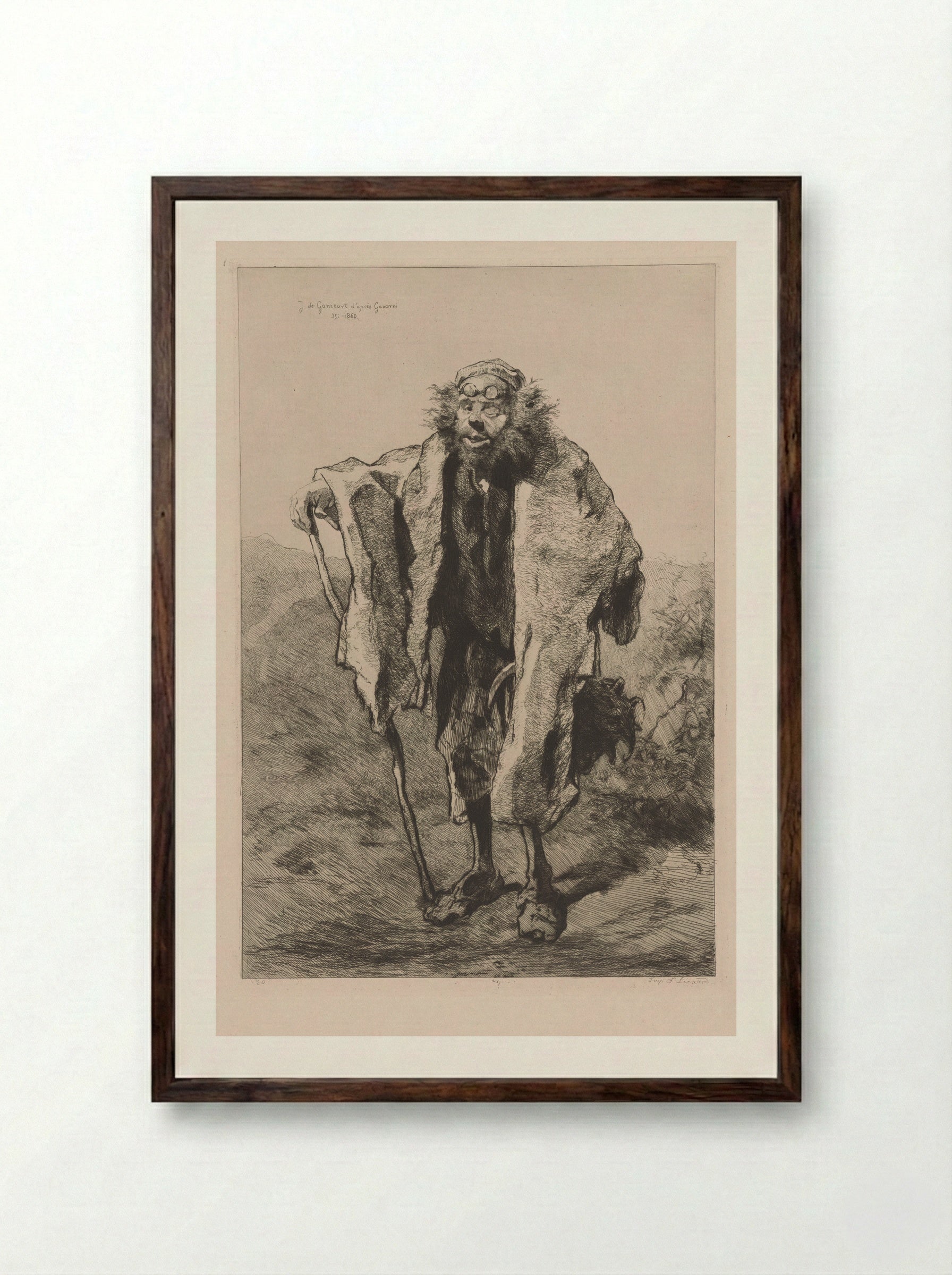 Thomas Vireloque (After Gavarni) - Jules de Goncourt - Framed Print Dark Wood
