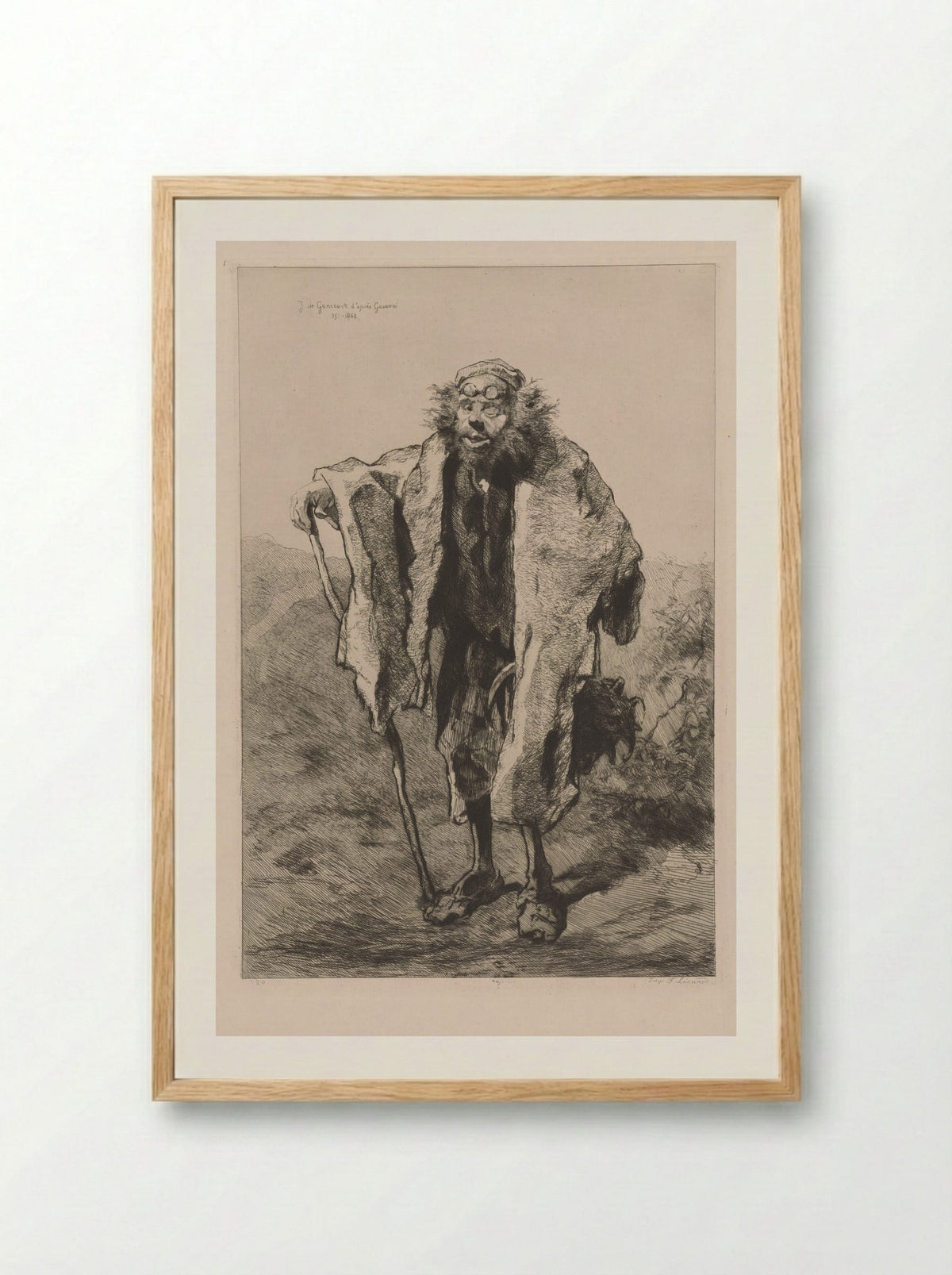 Thomas Vireloque (After Gavarni) - Jules de Goncourt - Framed Print Wood